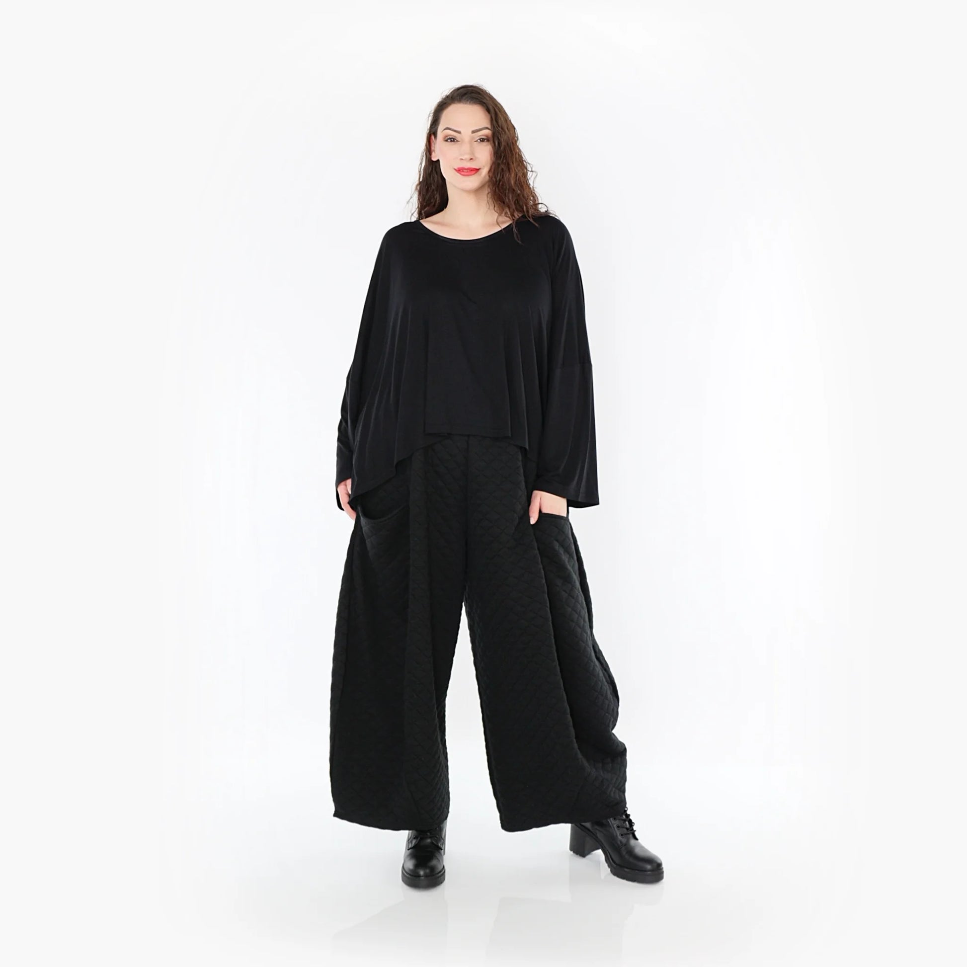 Ballonhose von AKH Fashion aus Materialmix, 1394.08069, Schwarz, Schick, Modern, Bequem
