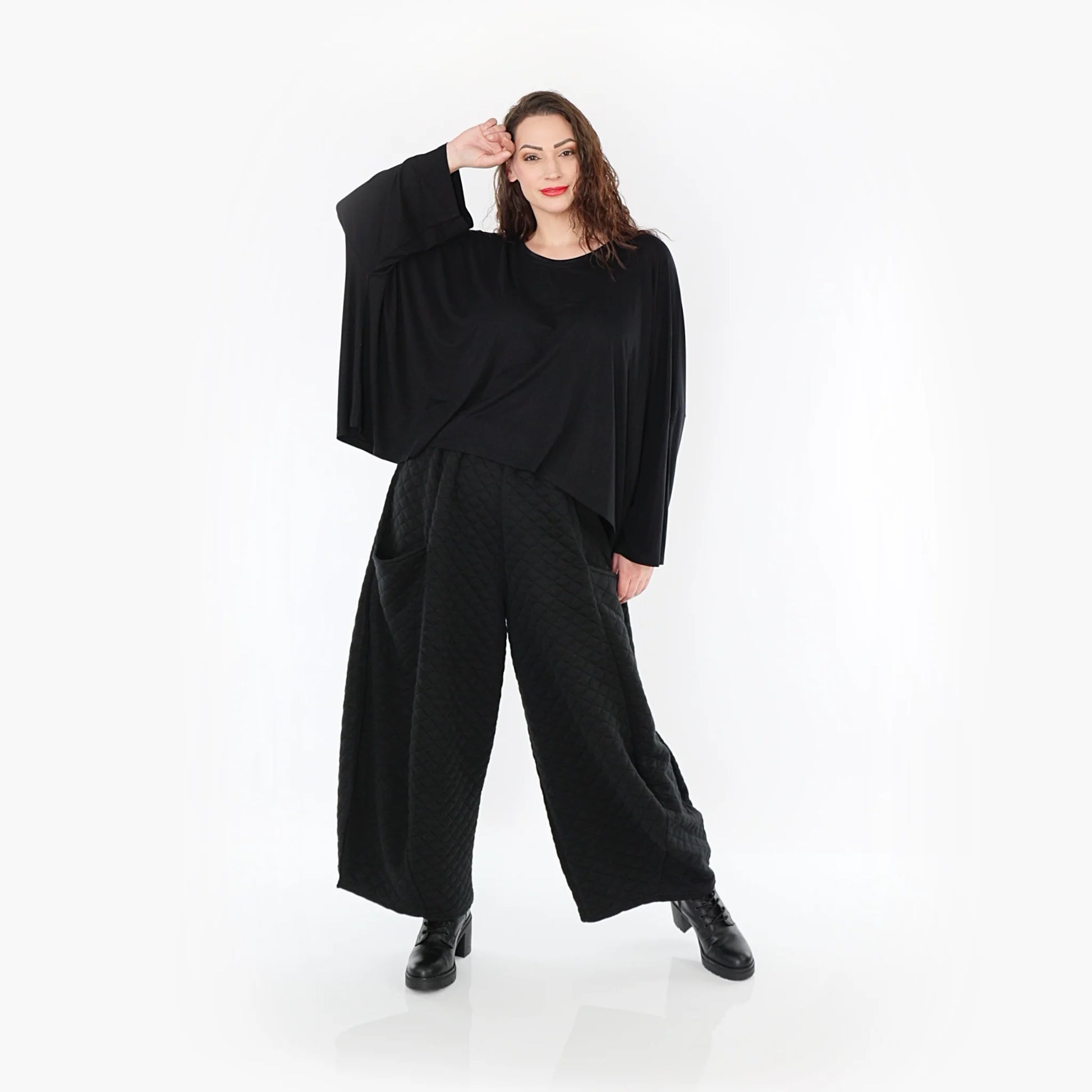 Ballonhose von AKH Fashion aus Materialmix, 1394.08069, Schwarz, Schick, Modern, Bequem