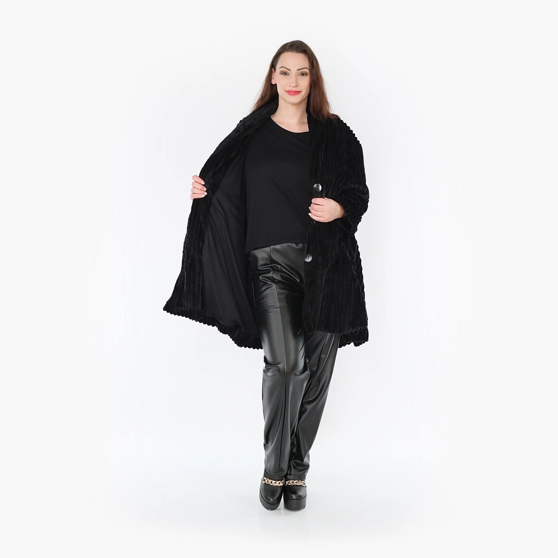 A-Form Jacke von AKH Fashion aus Polyester, 1413.07015, Schwarz, Schick, Modern, Bequem