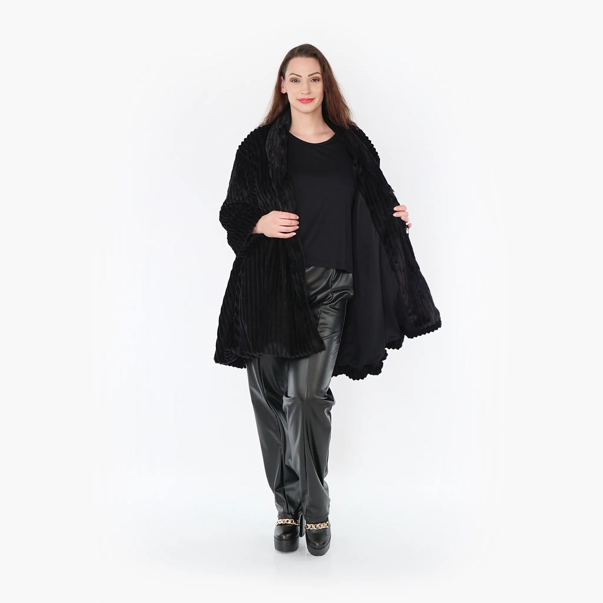 A-Form Jacke von AKH Fashion aus Polyester, 1413.07015, Schwarz, Schick, Modern, Bequem