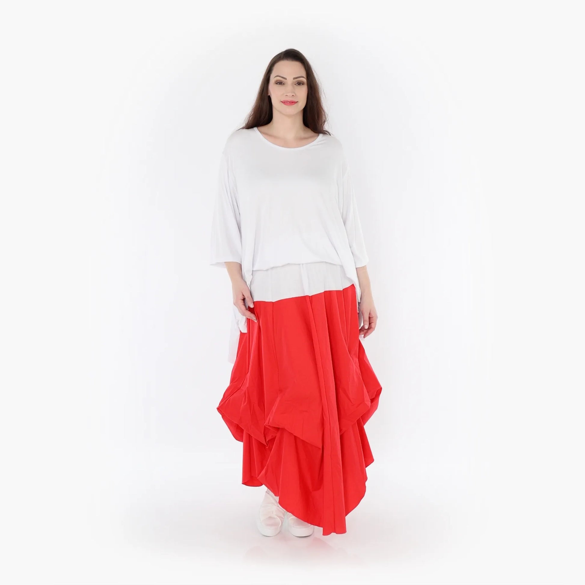 Ballonrock von AKH Fashion aus Baumwolle, 1415.07559, Rot/Weiß, Schick, Modern, Bequem
