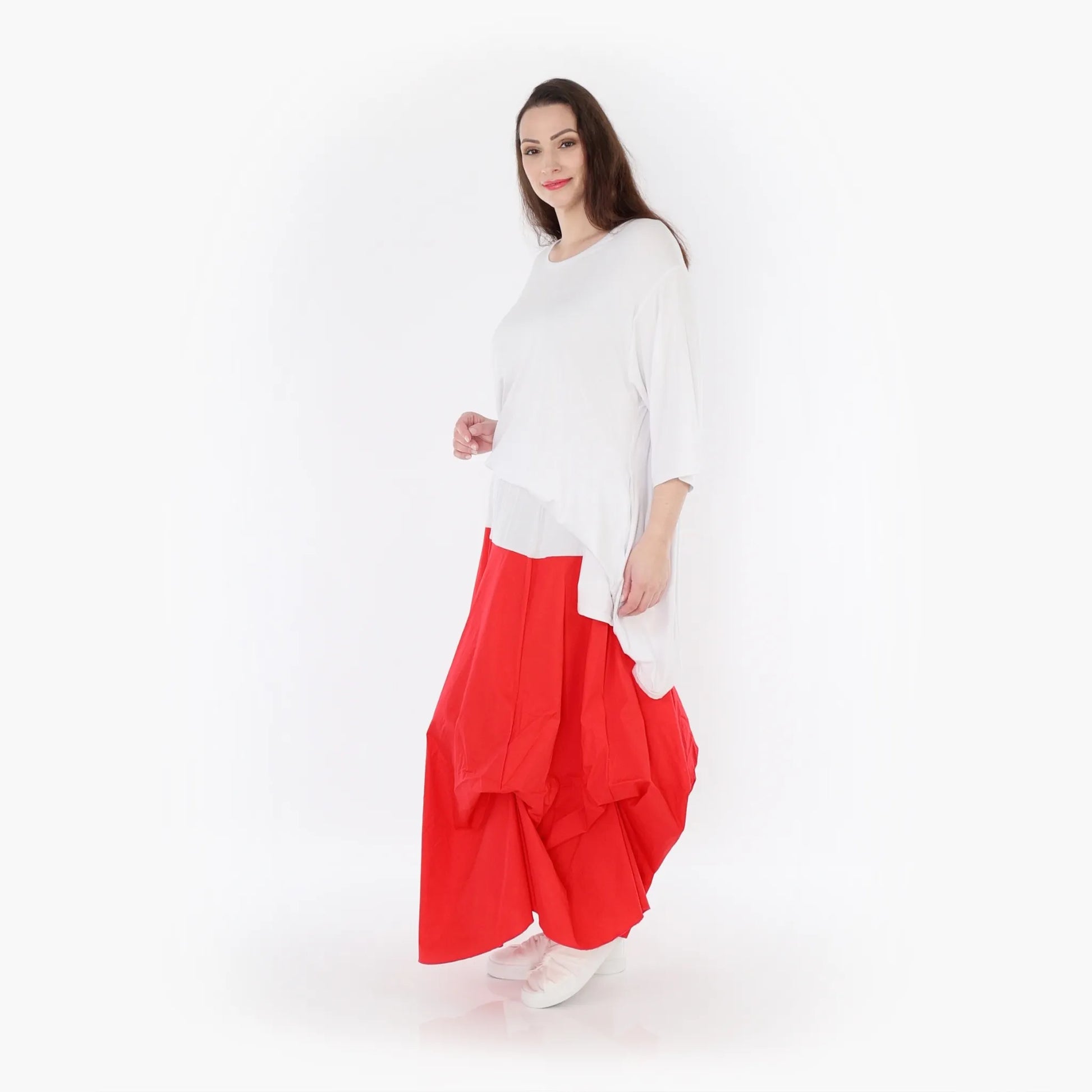 Ballonrock von AKH Fashion aus Baumwolle, 1415.07559, Rot/Weiß, Schick, Modern, Bequem