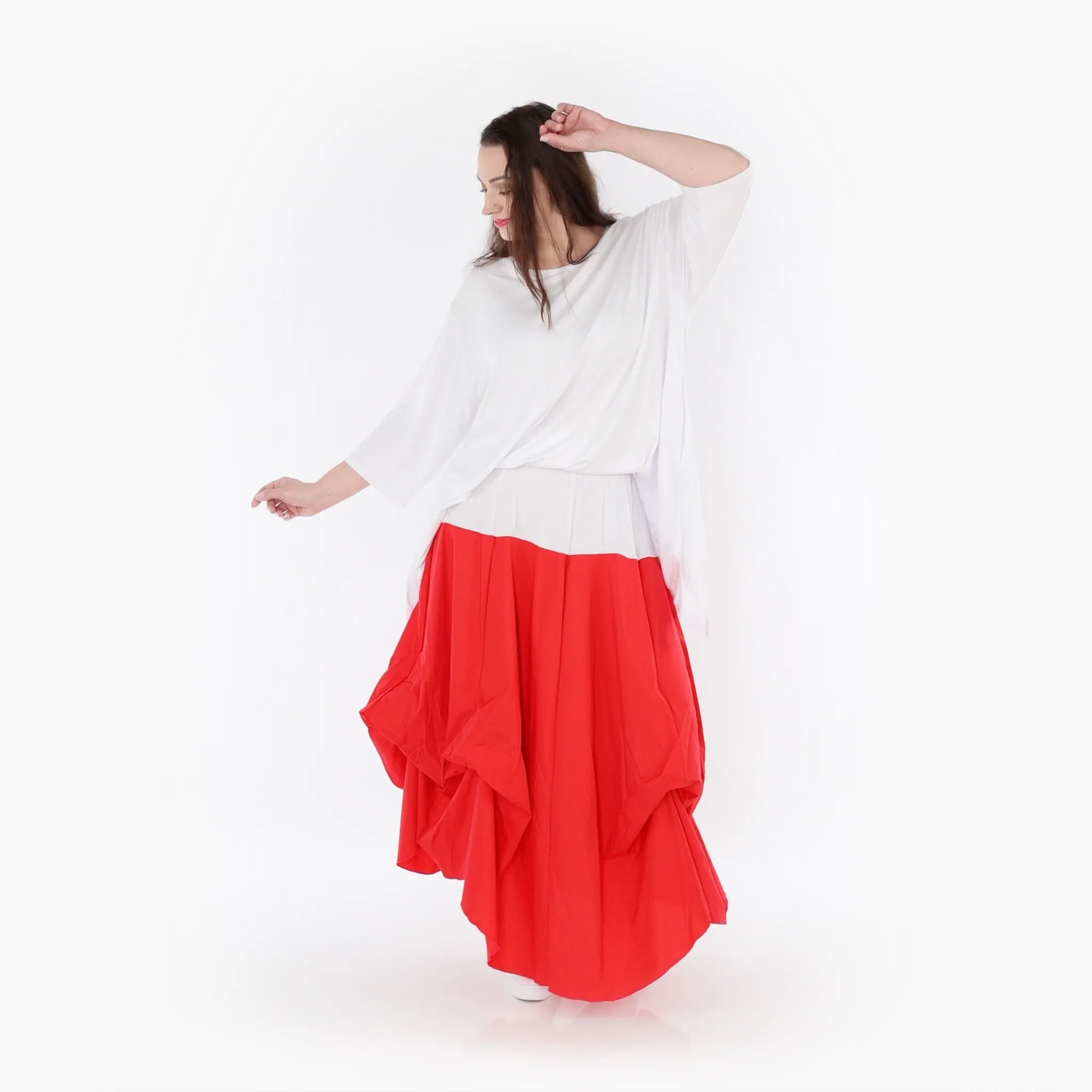Ballonrock von AKH Fashion aus Baumwolle, 1415.07559, Rot/Weiß, Schick, Modern, Bequem