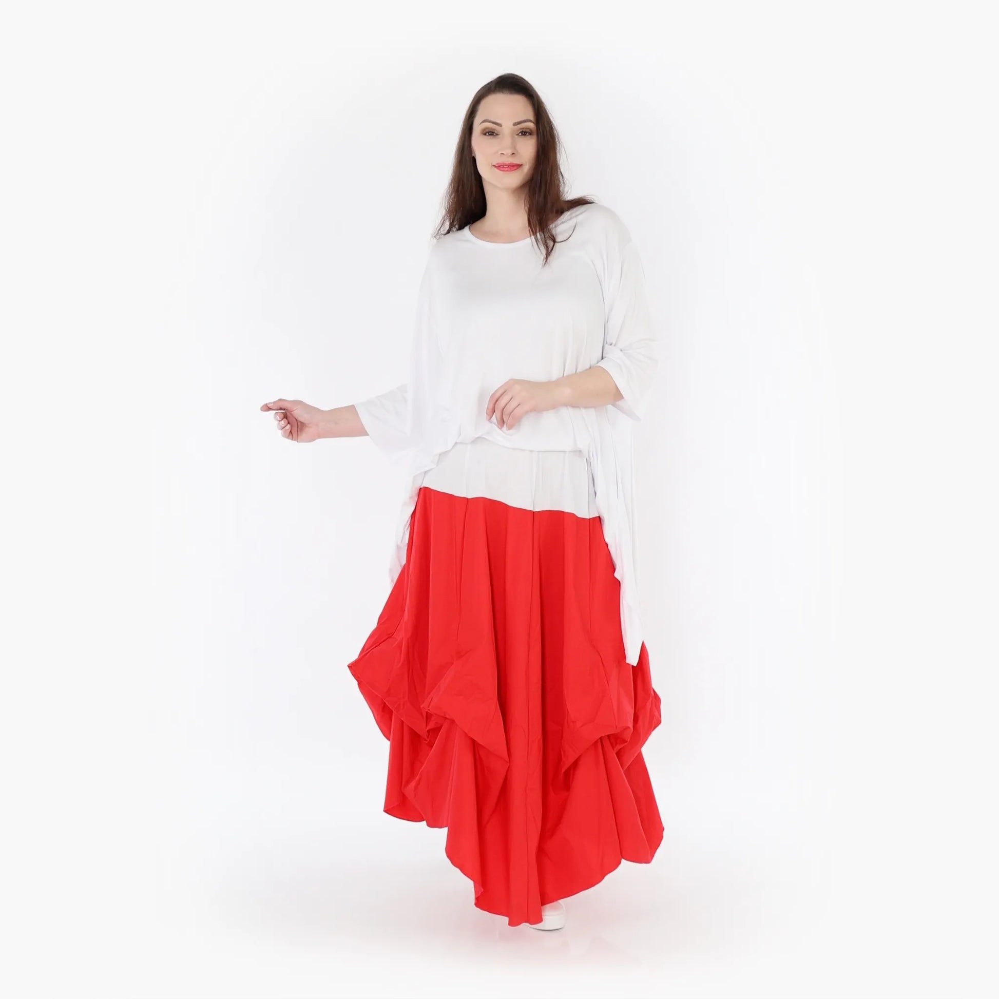 Ballonrock von AKH Fashion aus Baumwolle, 1415.07559, Rot/Weiß, Schick, Modern, Bequem