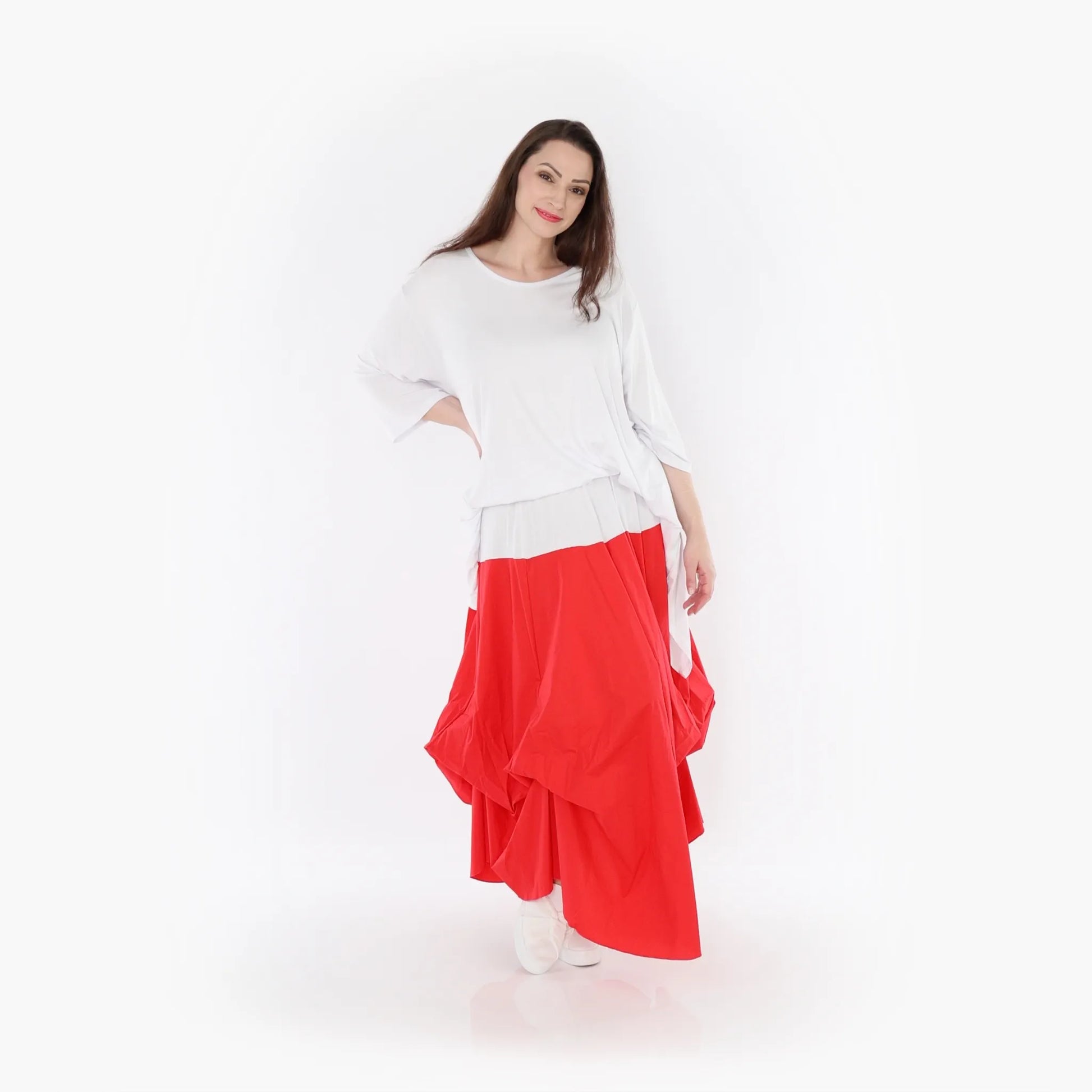 Ballonrock von AKH Fashion aus Baumwolle, 1415.07559, Rot/Weiß, Schick, Modern, Bequem