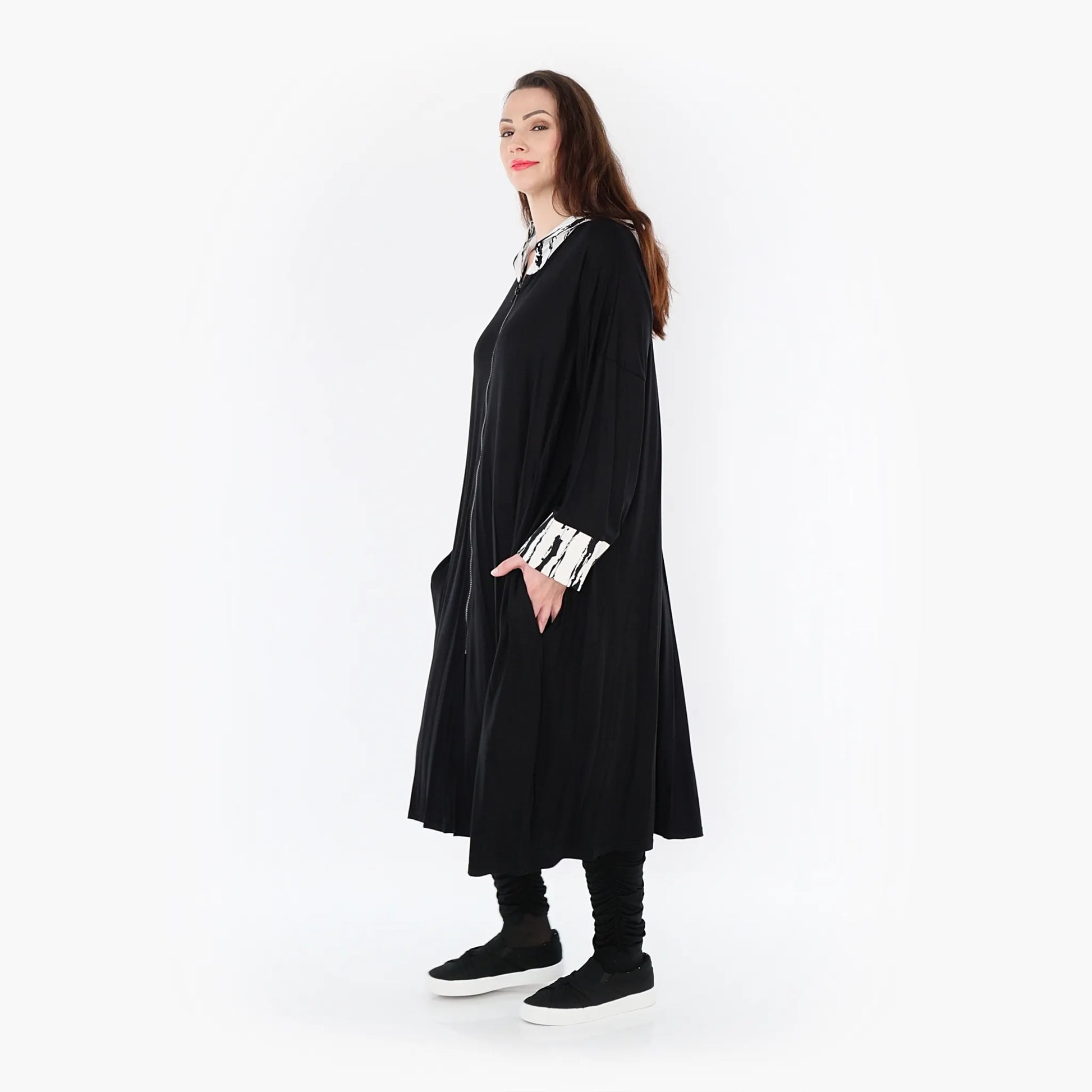 A-Form Mantel von AKH Fashion aus Viskose, 1418.06891, Weiß/Schwarz, Schick, Modern