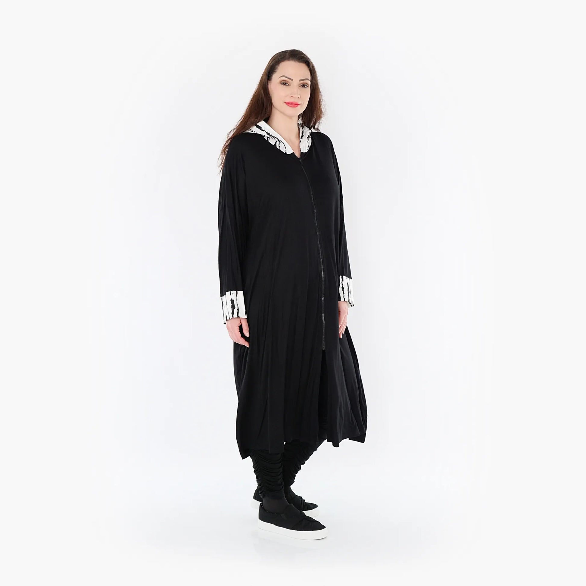 A-Form Mantel von AKH Fashion aus Viskose, 1418.06891, Weiß/Schwarz, Schick, Modern