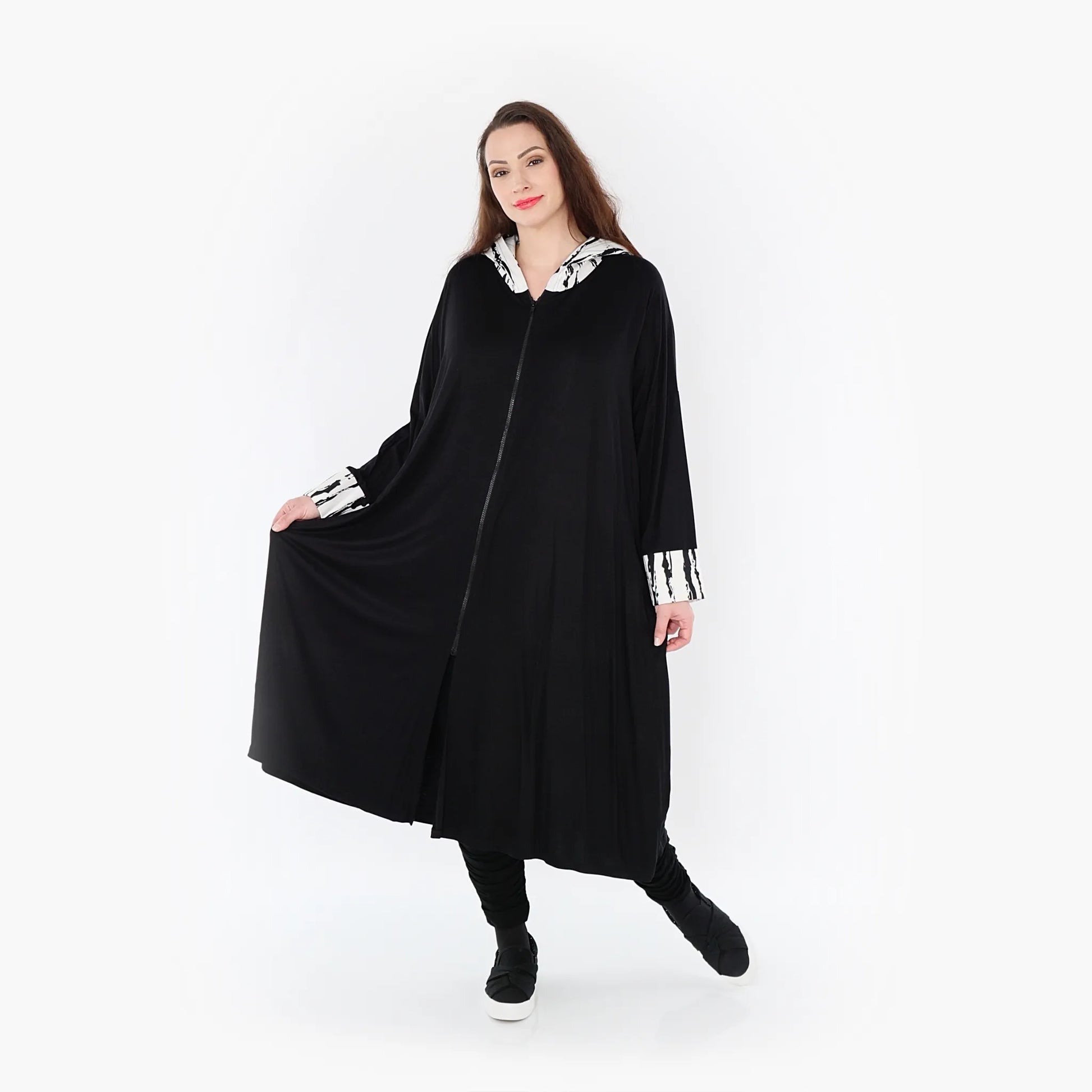 A-Form Mantel von AKH Fashion aus Viskose, 1418.06891, Weiß/Schwarz, Schick, Modern