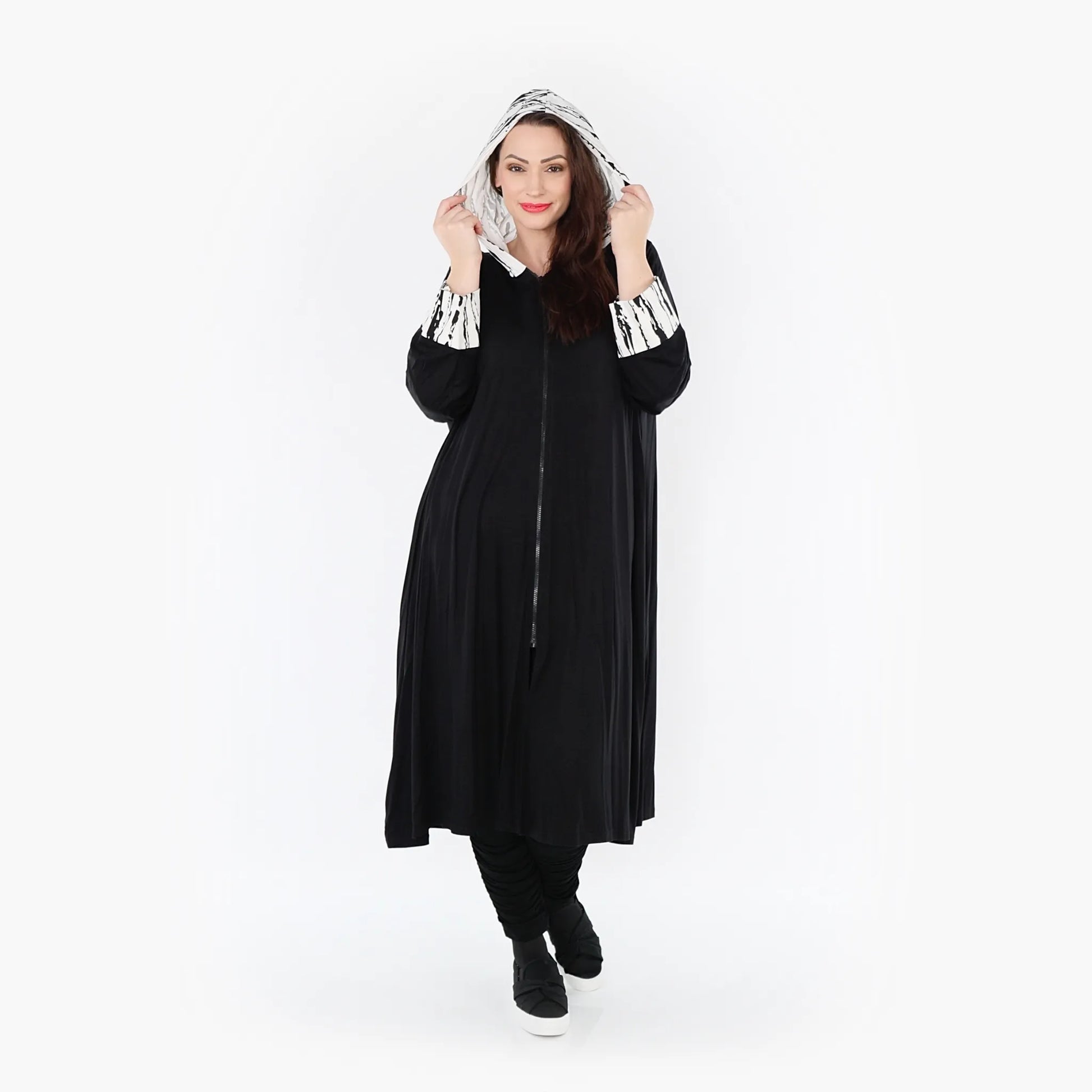 A-Form Mantel von AKH Fashion aus Viskose, 1418.06891, Weiß/Schwarz, Schick, Modern