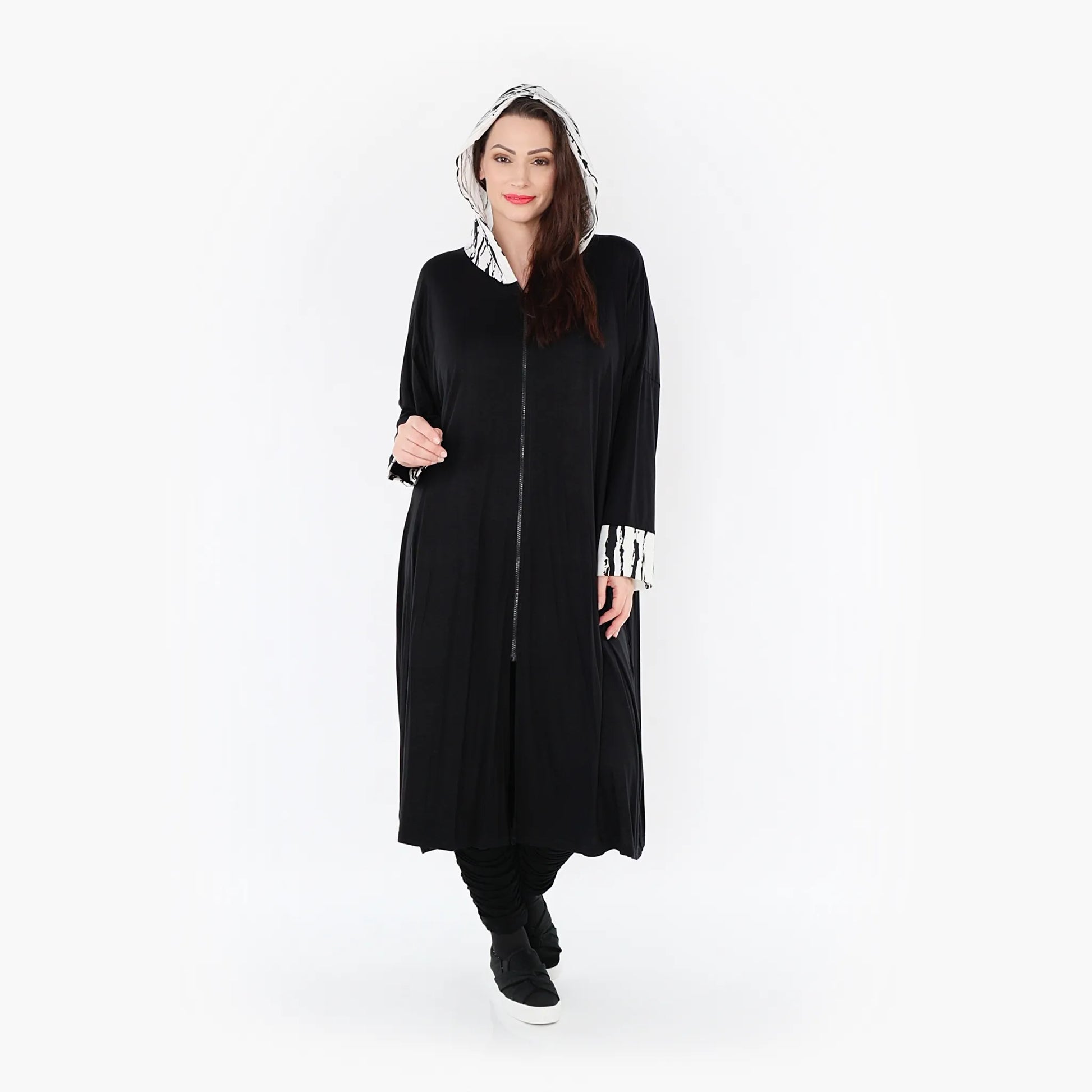 A-Form Mantel von AKH Fashion aus Viskose, 1418.06891, Weiß/Schwarz, Schick, Modern
