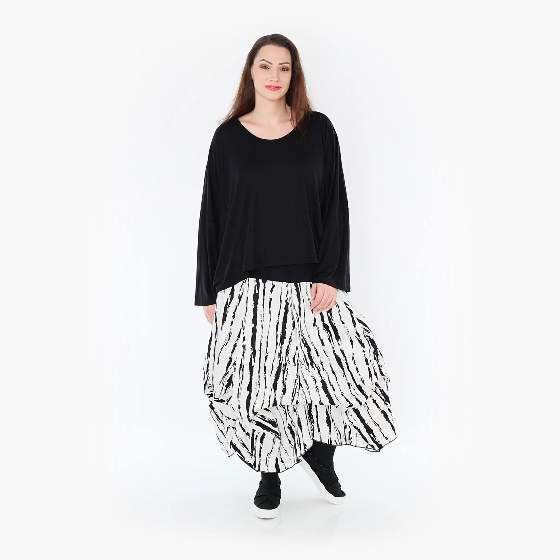 Ballonrock von AKH Fashion aus Baumwolle, 1418.07559, Weiß/Schwarz, Schick, Modern, Bequem