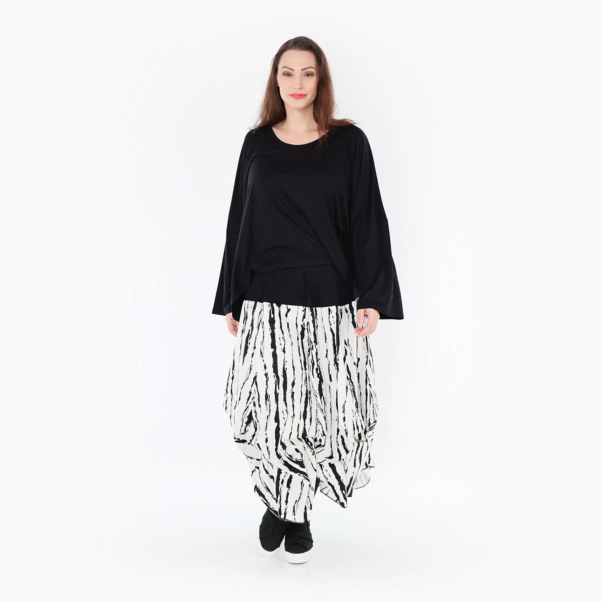 Ballonrock von AKH Fashion aus Baumwolle, 1418.07559, Weiß/Schwarz, Schick, Modern, Bequem