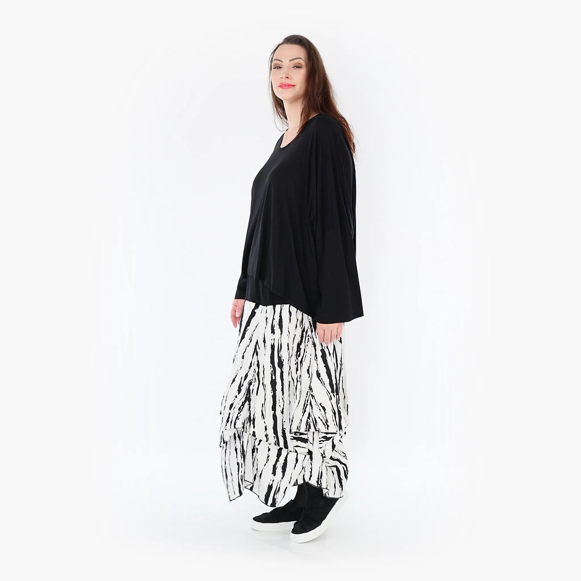 Ballonrock von AKH Fashion aus Baumwolle, 1418.07559, Weiß/Schwarz, Schick, Modern, Bequem