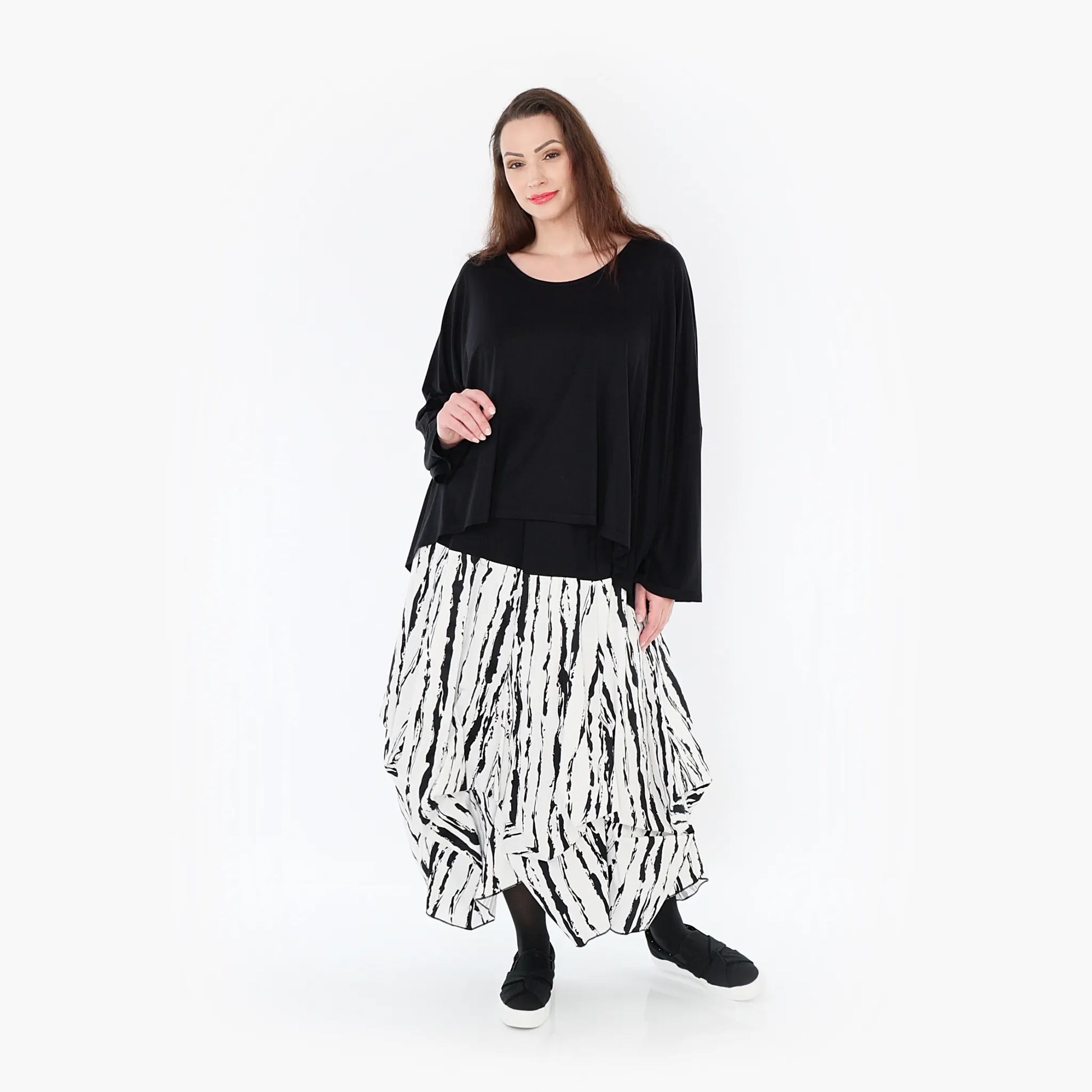 Ballonrock von AKH Fashion aus Baumwolle, 1418.07559, Weiß/Schwarz, Schick, Modern, Bequem