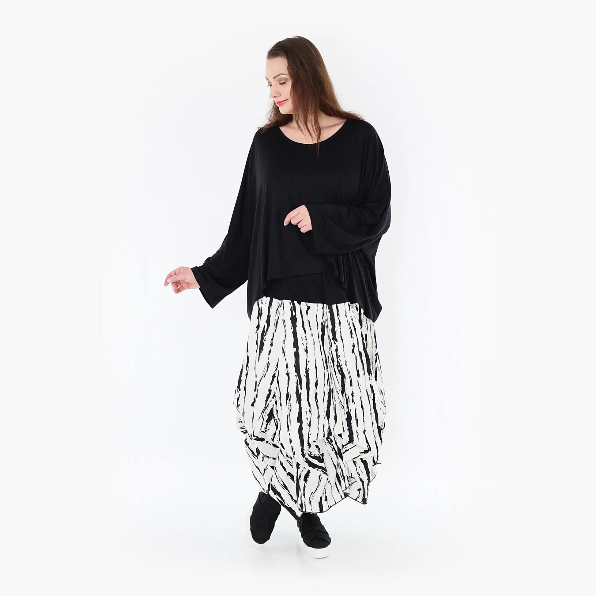 Ballonrock von AKH Fashion aus Baumwolle, 1418.07559, Weiß/Schwarz, Schick, Modern, Bequem