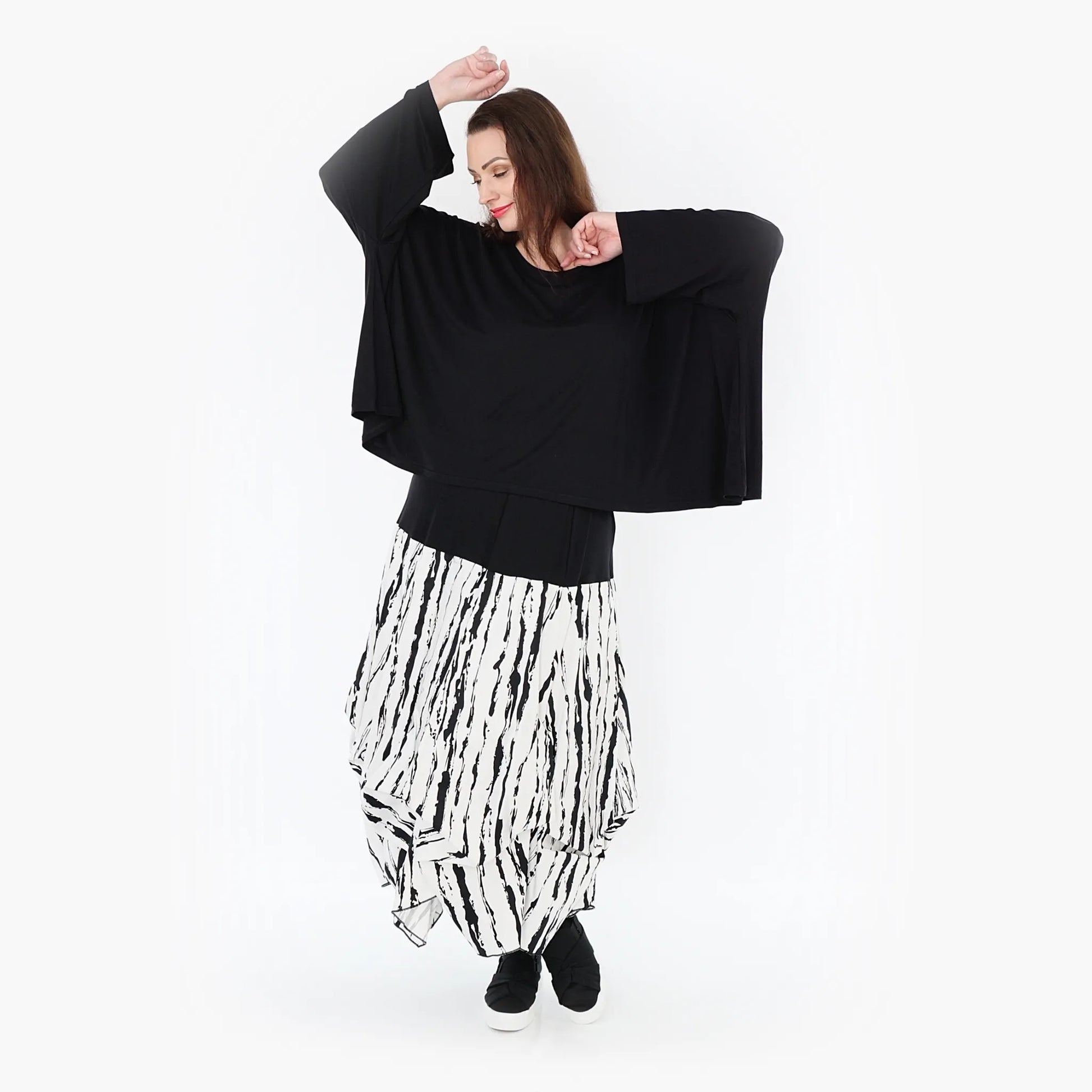 Ballonrock von AKH Fashion aus Baumwolle, 1418.07559, Weiß/Schwarz, Schick, Modern, Bequem