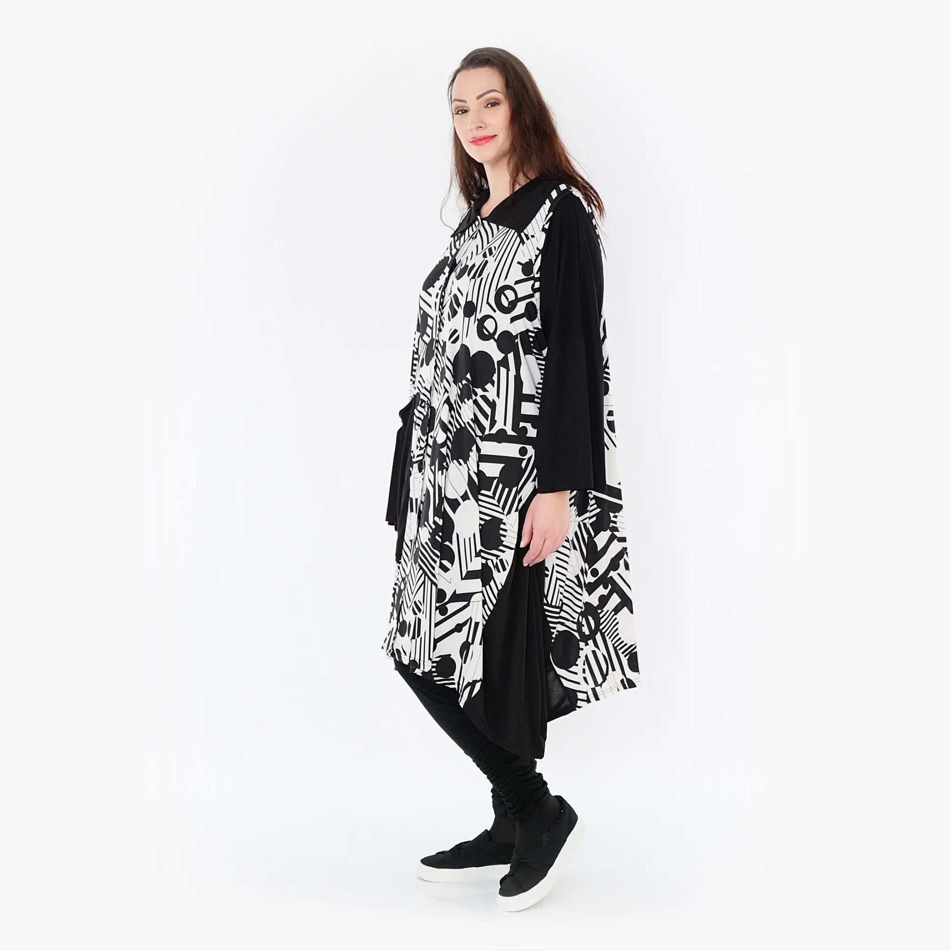 A-Form Weste von AKH Fashion aus Viskose, 1406844, Schwarz/Weiß, Punkte, Schick, Modern