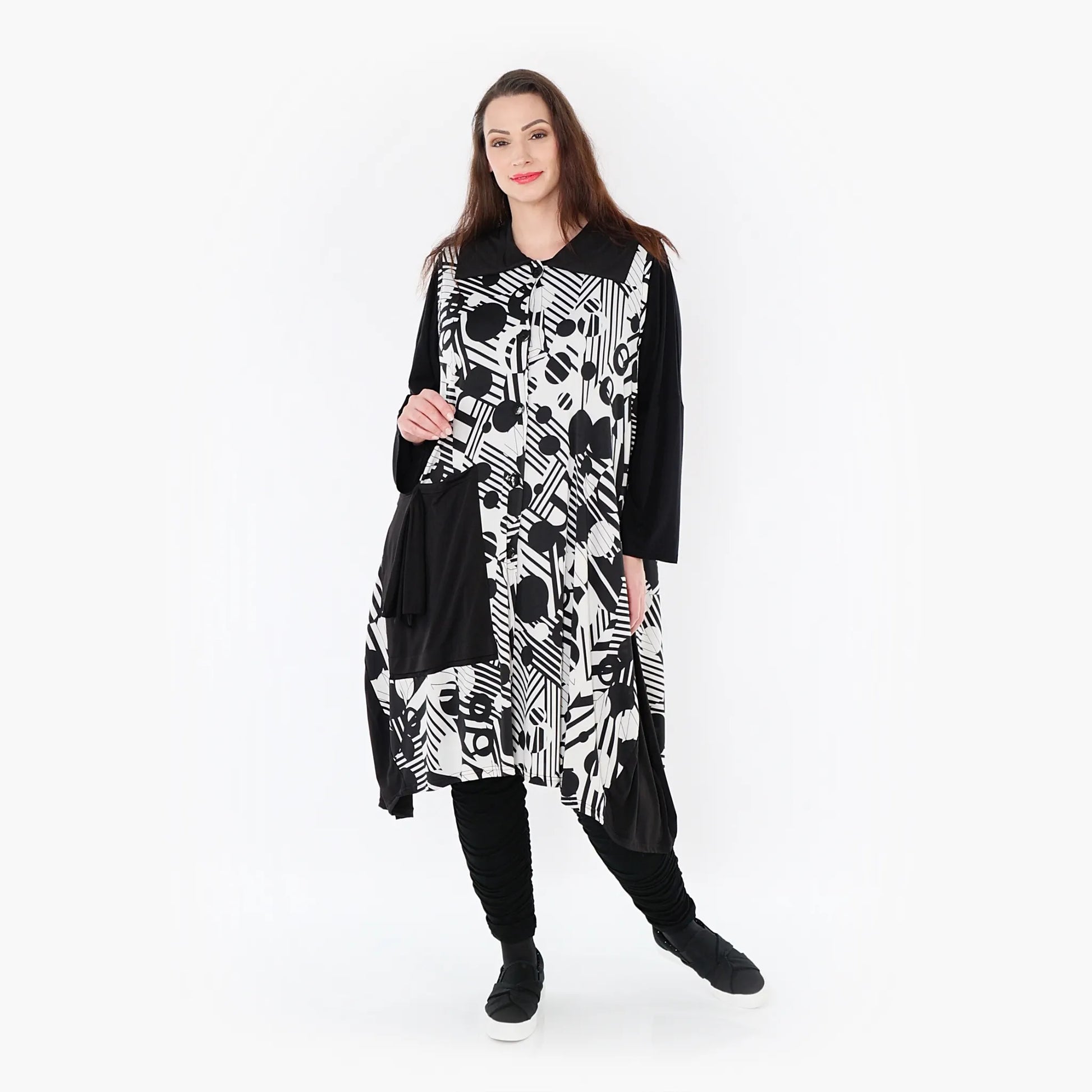 A-Form Weste von AKH Fashion aus Viskose, 1406844, Schwarz/Weiß, Punkte, Schick, Modern