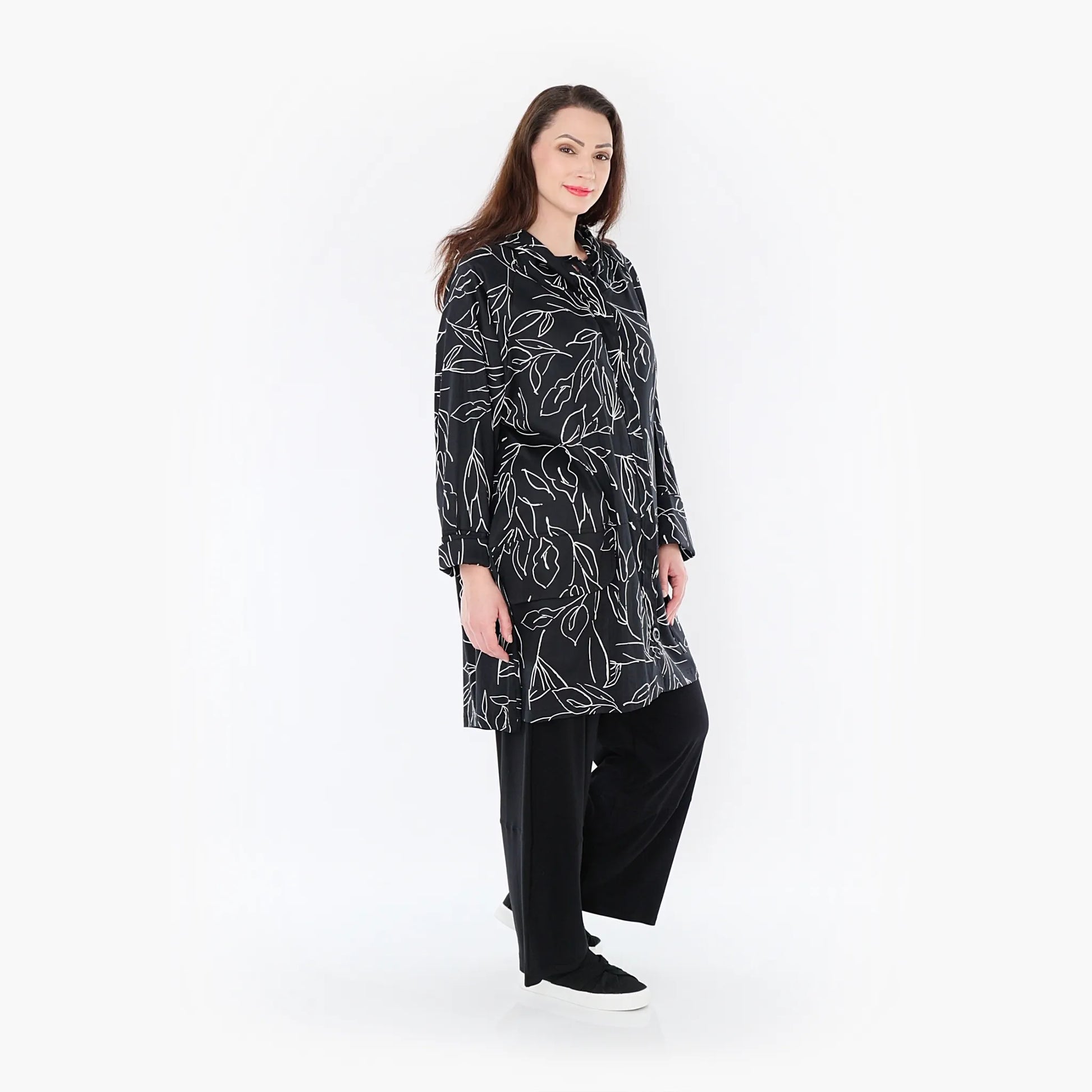 AKH Fashion Jacke in gerader Form, aus Baumwolle, 1406694, Schwarz/Weiß, Schick, Modern