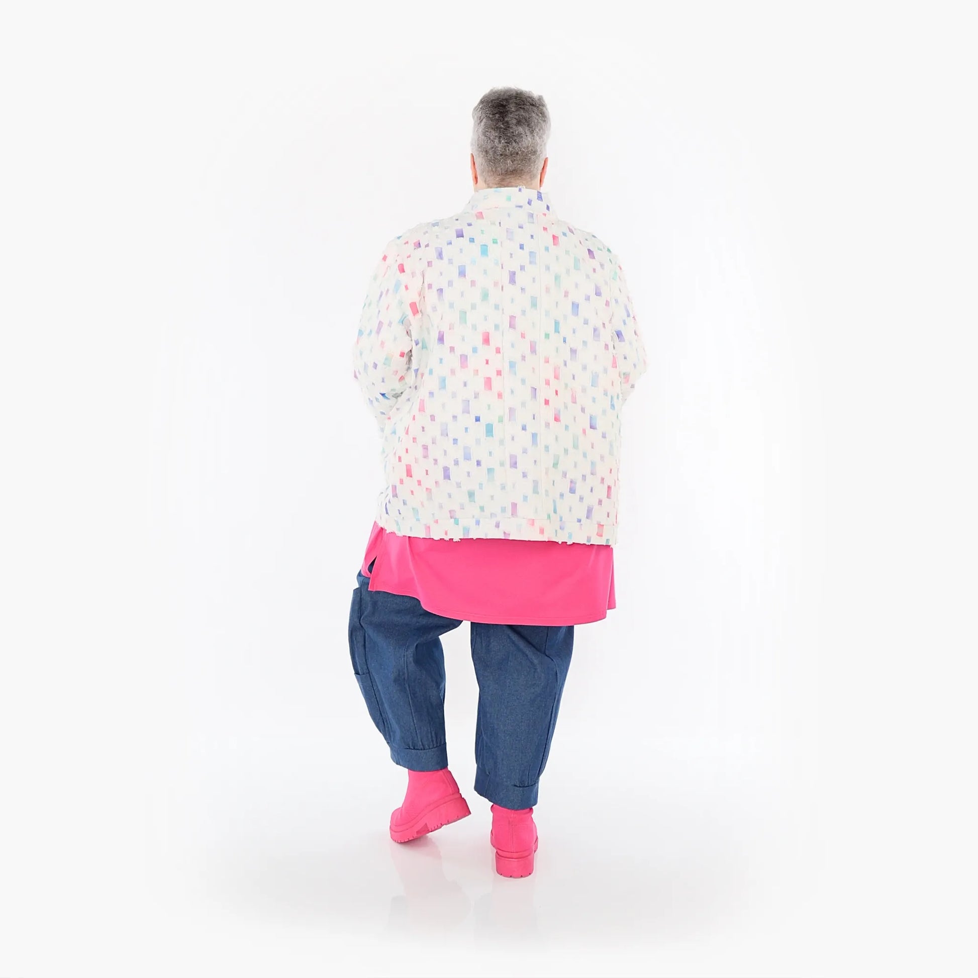 AKH Fashion Jacke in gerader Form, aus Baumwolle, 1458.07017, Off/White/Multi, Schick