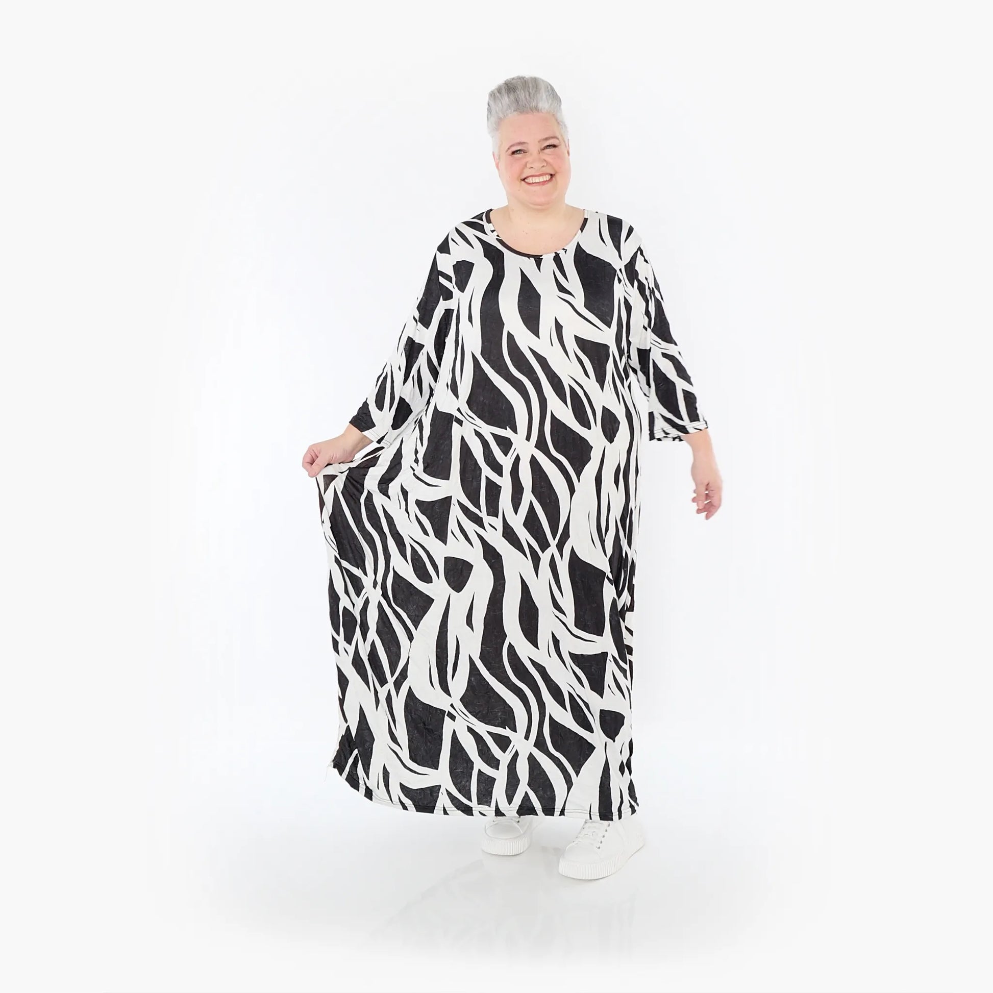 Ballonkleid von AKH Fashion aus Viskose, 1460.01926, Schwarz/Weiß, Zebra, Ausgefallen
