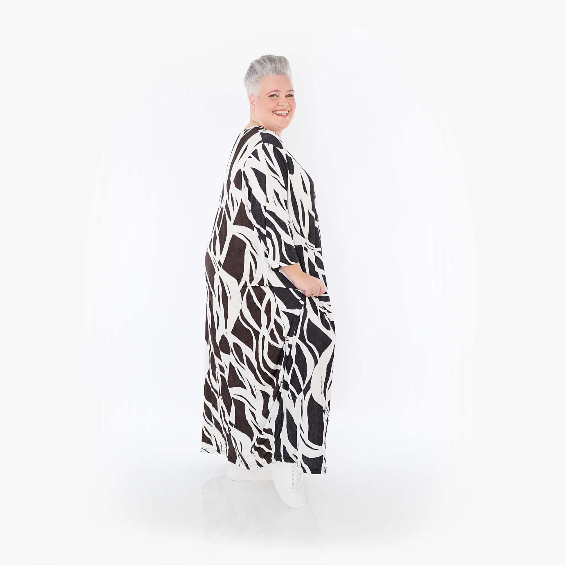 Ballonkleid von AKH Fashion aus Viskose, 1460.01926, Schwarz/Weiß, Zebra, Ausgefallen