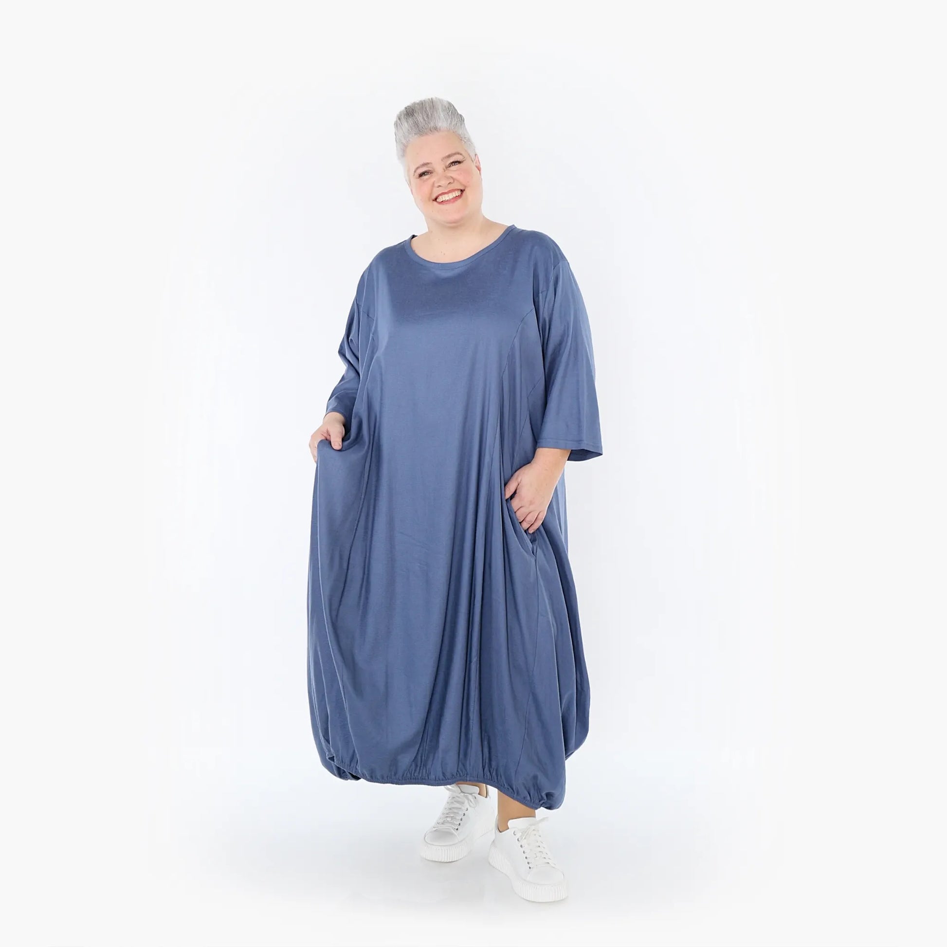Ballonkleid von AKH Fashion aus Baumwolle, 1465.06736, Jeansblau, Ausgefallen, Zeitlos