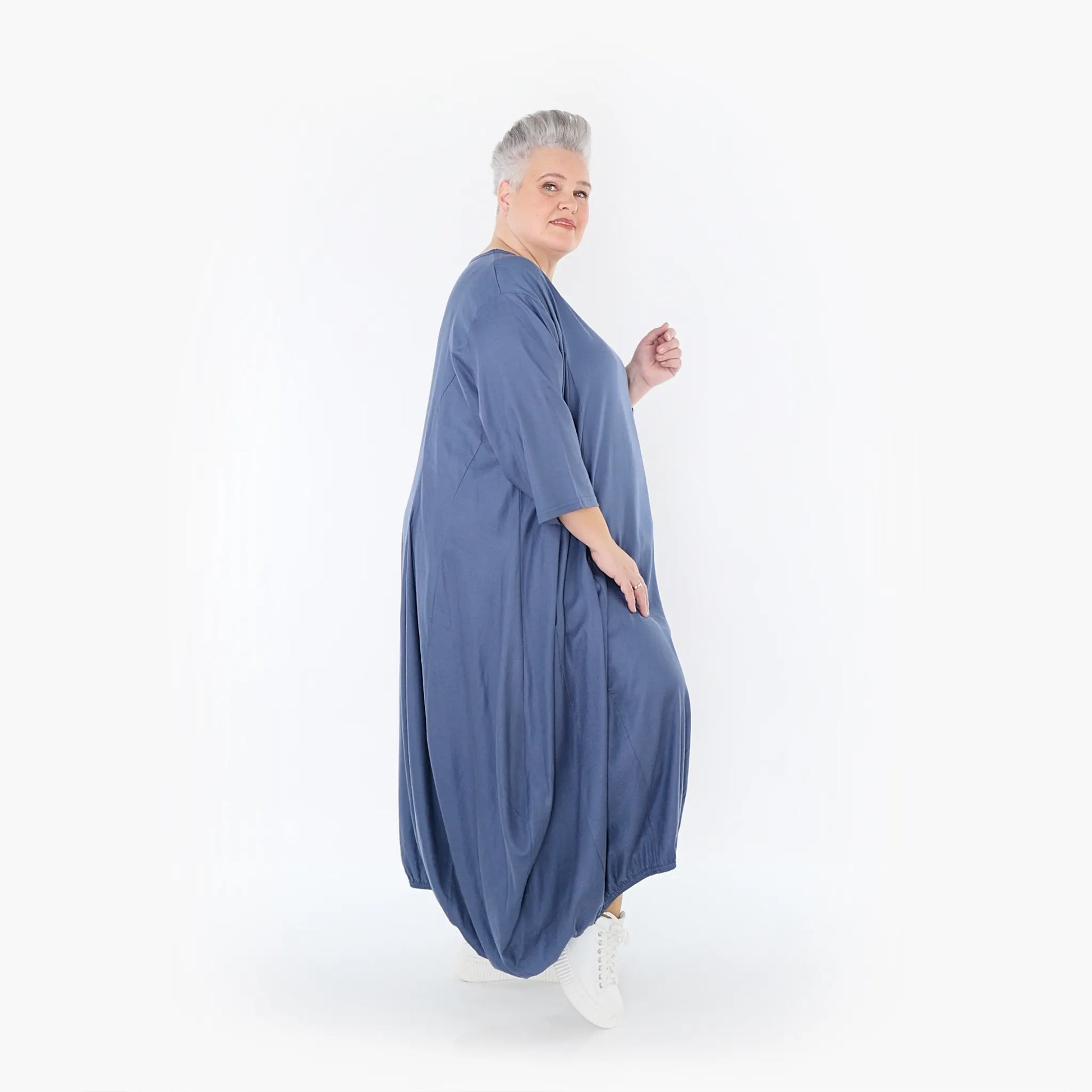 Ballonkleid von AKH Fashion aus Baumwolle, 1465.06736, Jeansblau, Ausgefallen, Zeitlos