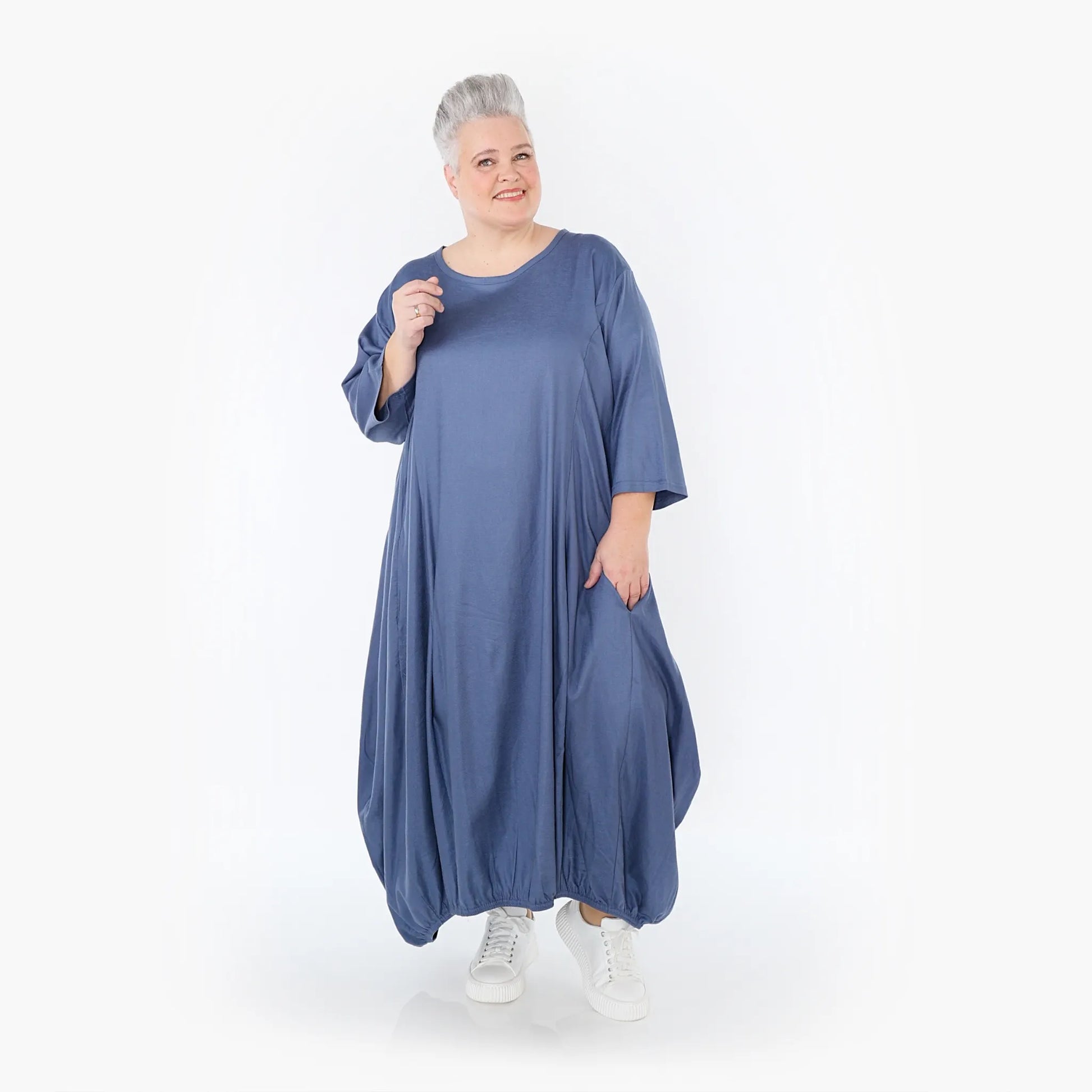 Ballonkleid von AKH Fashion aus Baumwolle, 1465.06736, Jeansblau, Ausgefallen, Zeitlos