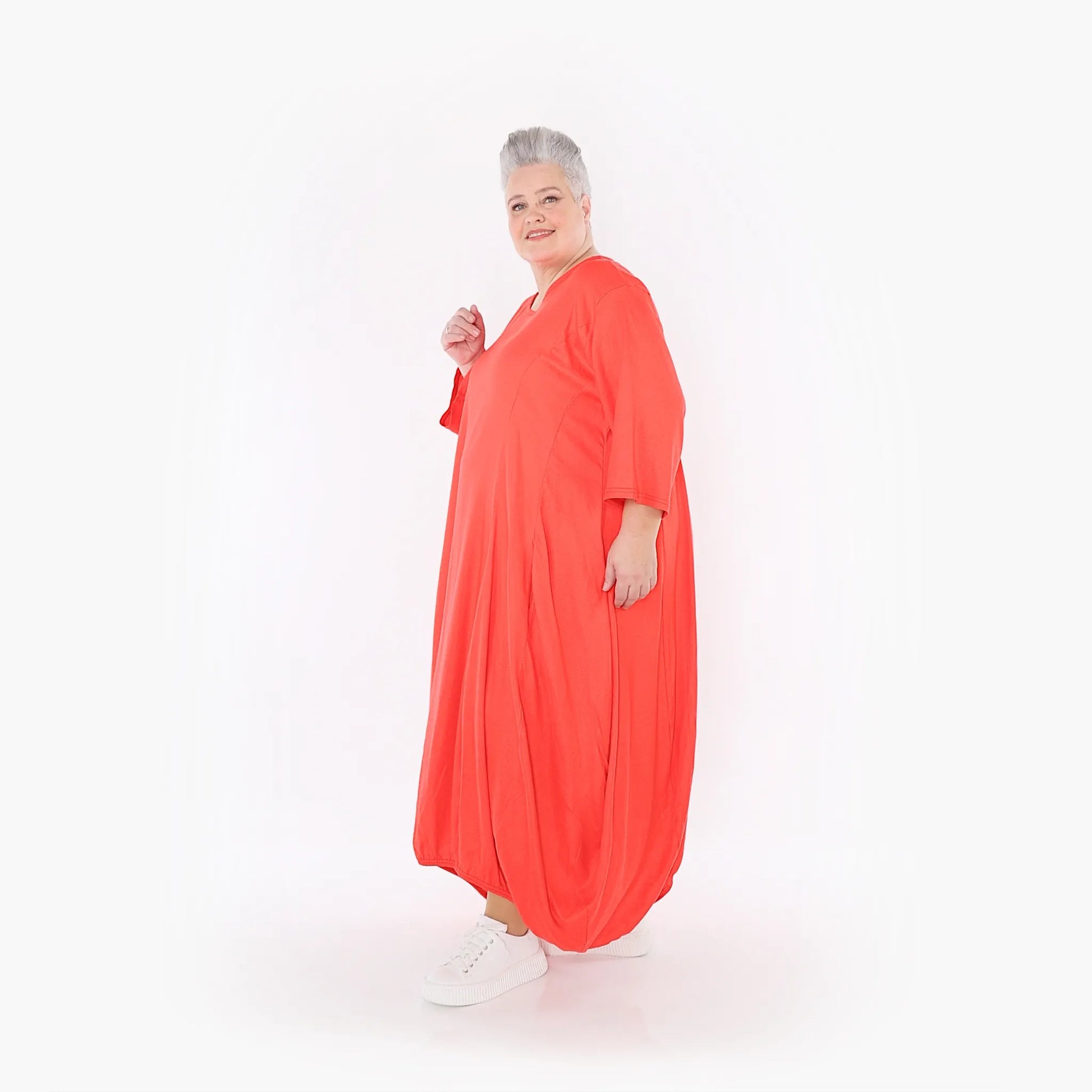 Ballonkleid von AKH Fashion aus Baumwolle, 1465.06736, Rot, Ausgefallen, Zeitlos, Schick