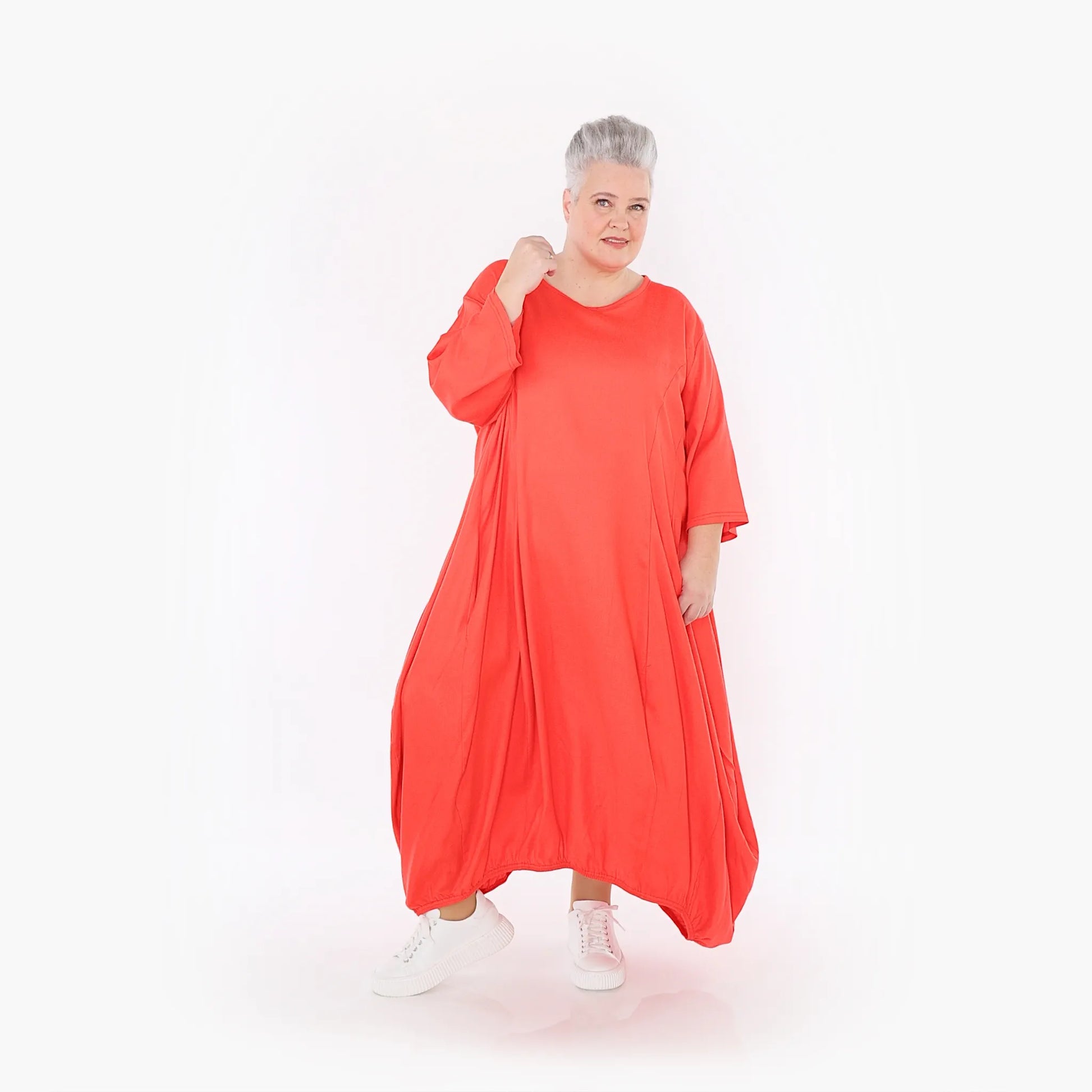 Ballonkleid von AKH Fashion aus Baumwolle, 1465.06736, Rot, Ausgefallen, Zeitlos, Schick