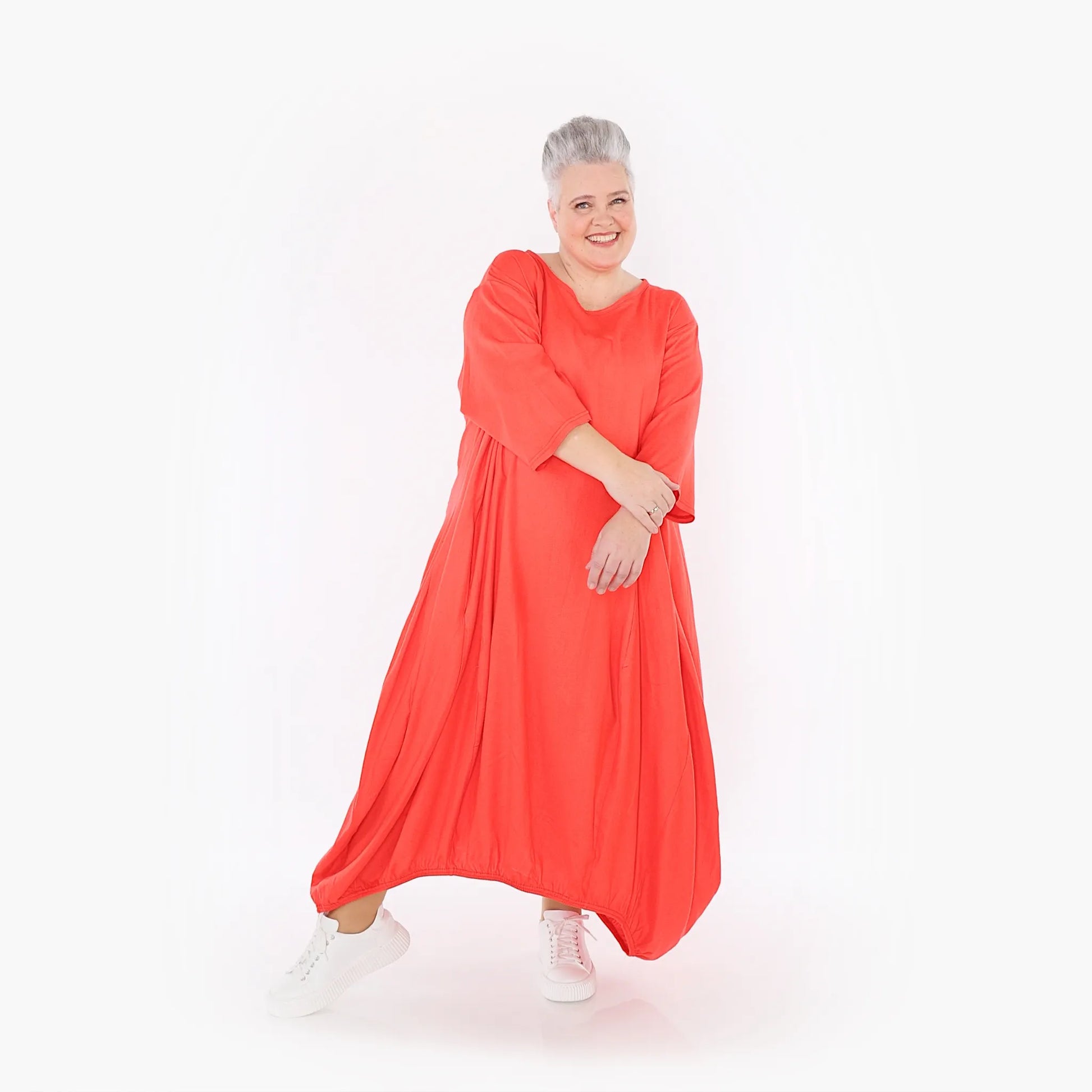 Ballonkleid von AKH Fashion aus Baumwolle, 1465.06736, Rot, Ausgefallen, Zeitlos, Schick