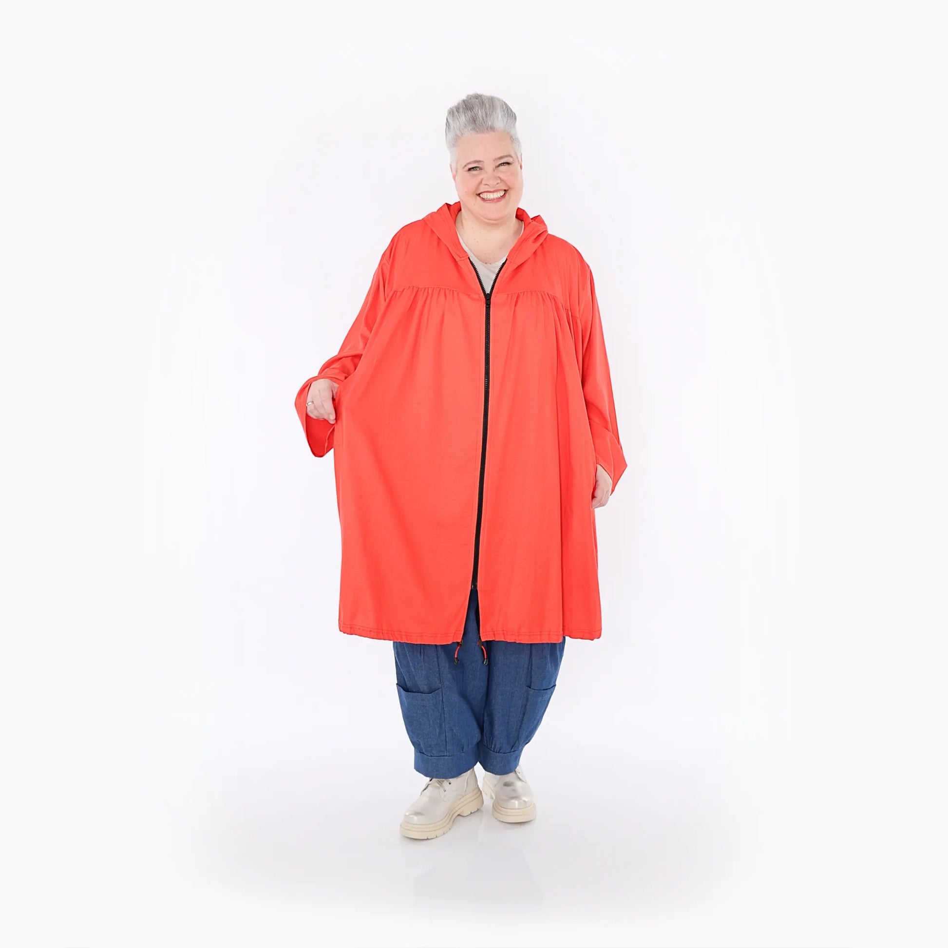 AKH Fashion Jacke in gerader Form, aus Baumwolle, 1465.07045, Rot, Ausgefallen, Zeitlos