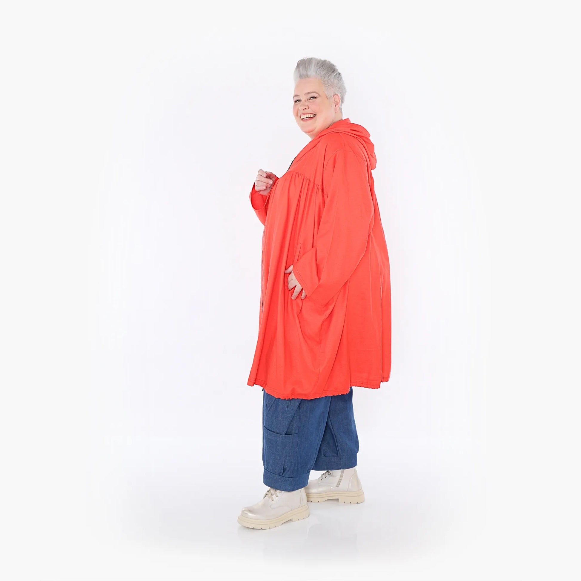 AKH Fashion Jacke in gerader Form, aus Baumwolle, 1465.07045, Rot, Ausgefallen, Zeitlos