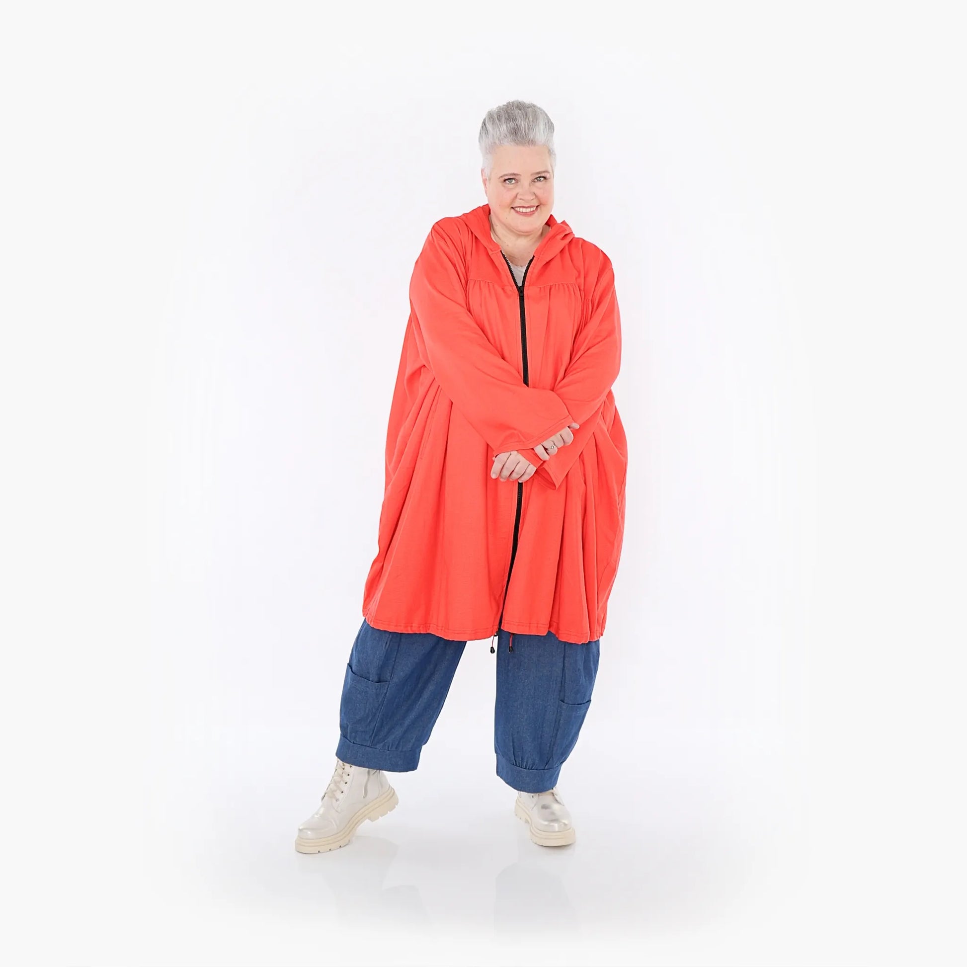 AKH Fashion Jacke in gerader Form, aus Baumwolle, 1465.07045, Rot, Ausgefallen, Zeitlos
