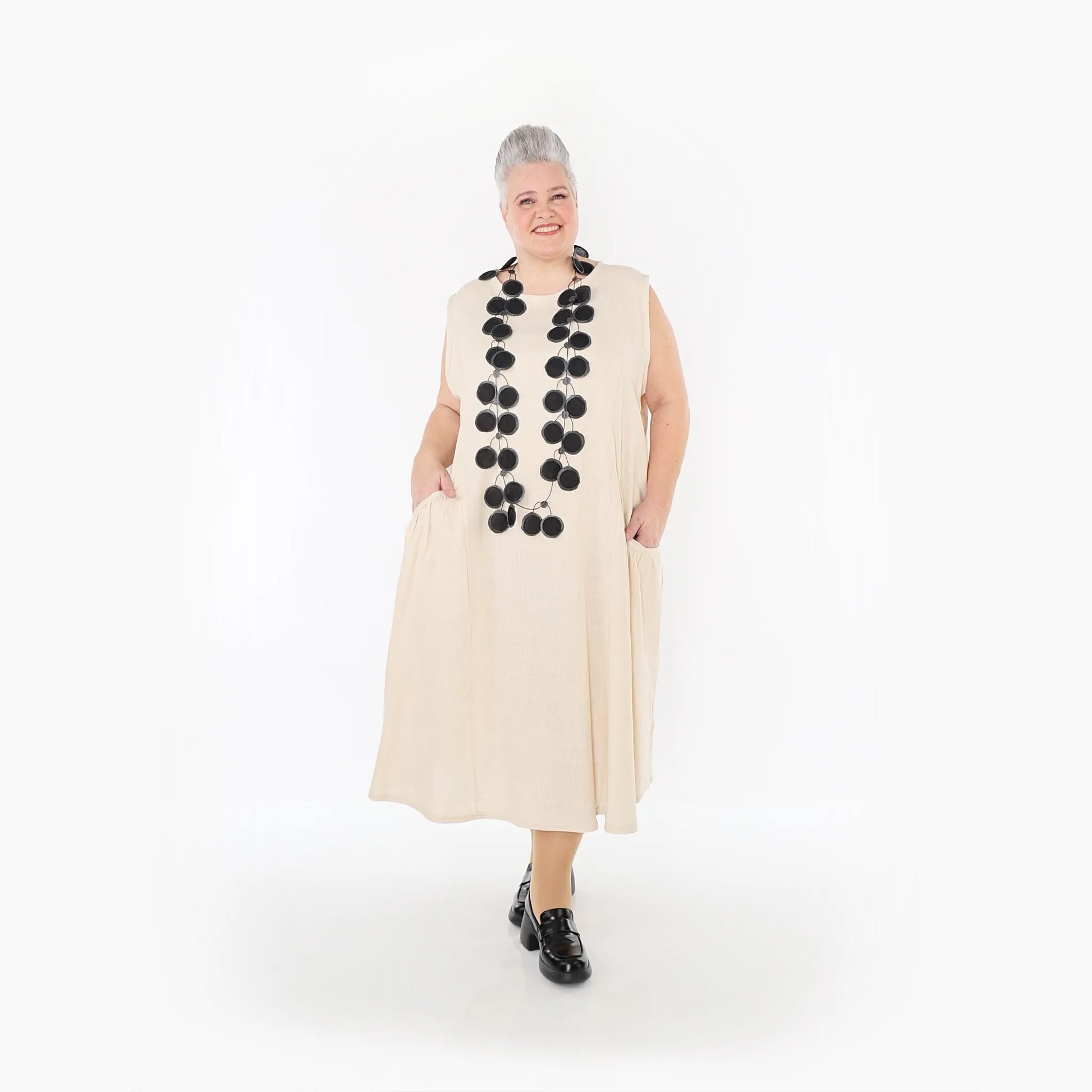 A-Form Kleid von AKH Fashion aus Viskose, 1468.07058, Beige, Ausgefallen, Zeitlos, Schick