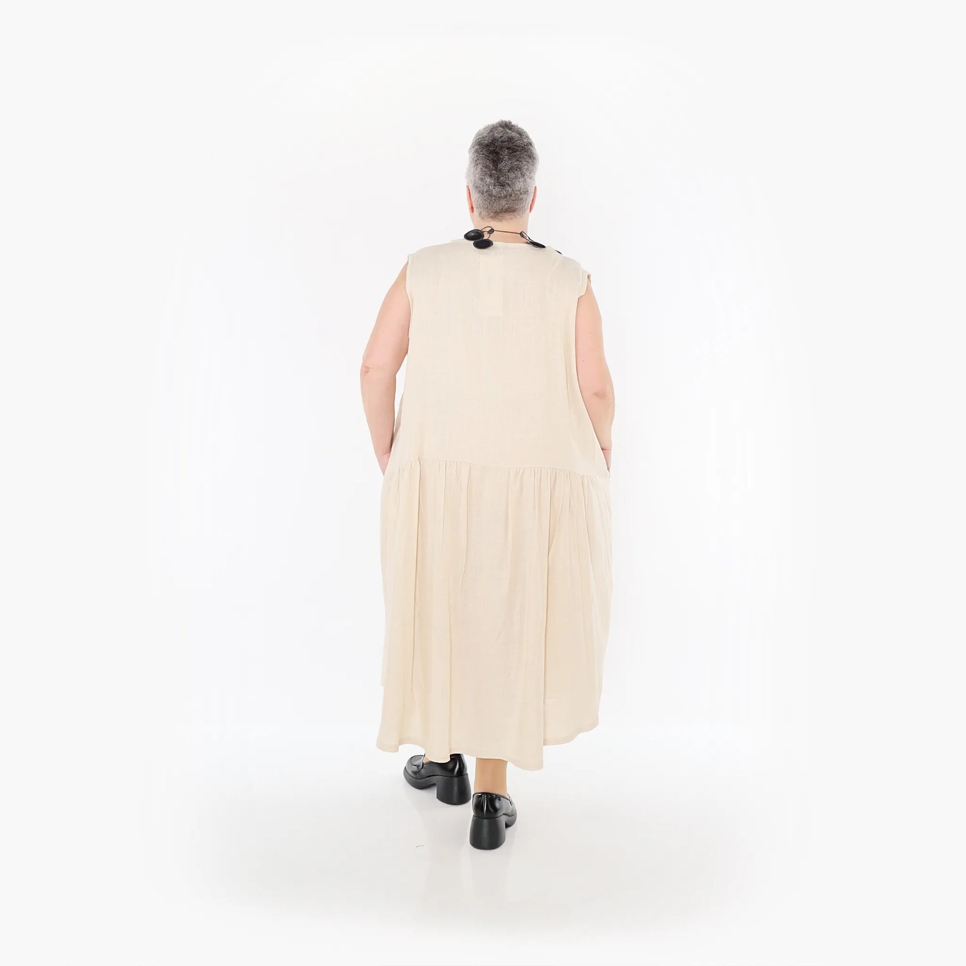 A-Form Kleid von AKH Fashion aus Viskose, 1468.07058, Beige, Ausgefallen, Zeitlos, Schick