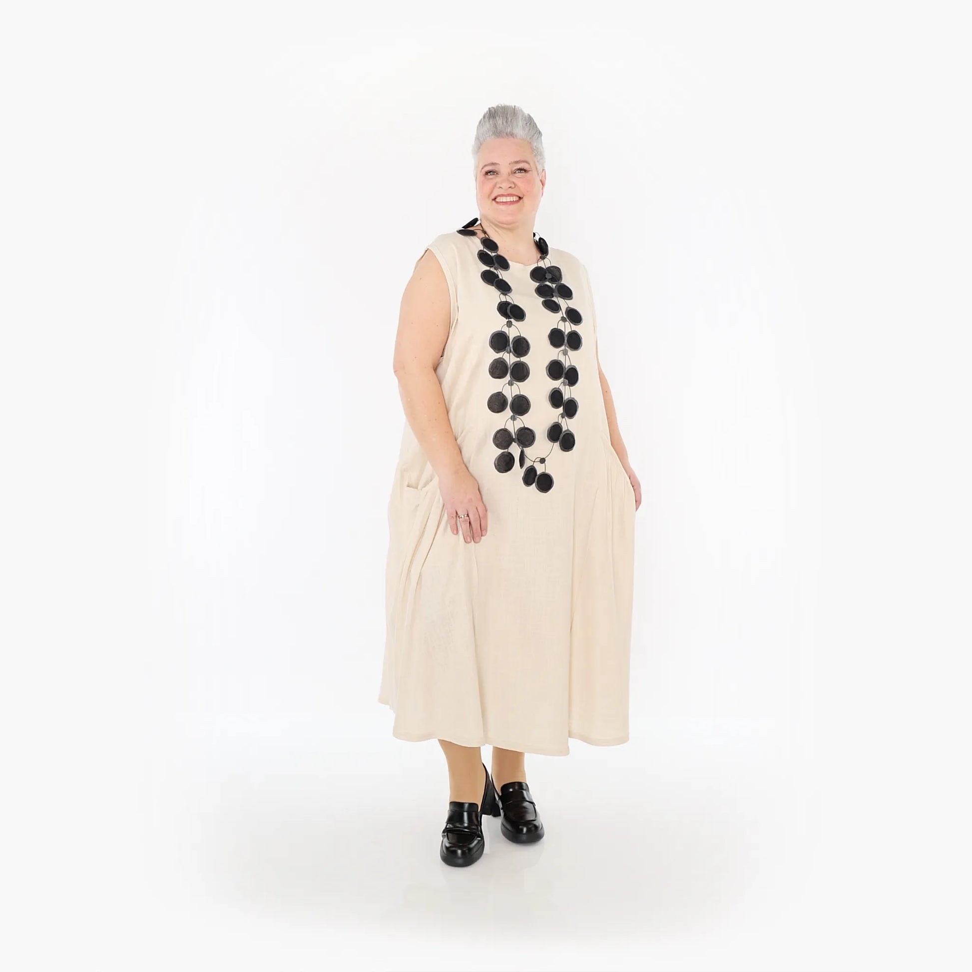 A-Form Kleid von AKH Fashion aus Viskose, 1468.07058, Beige, Ausgefallen, Zeitlos, Schick