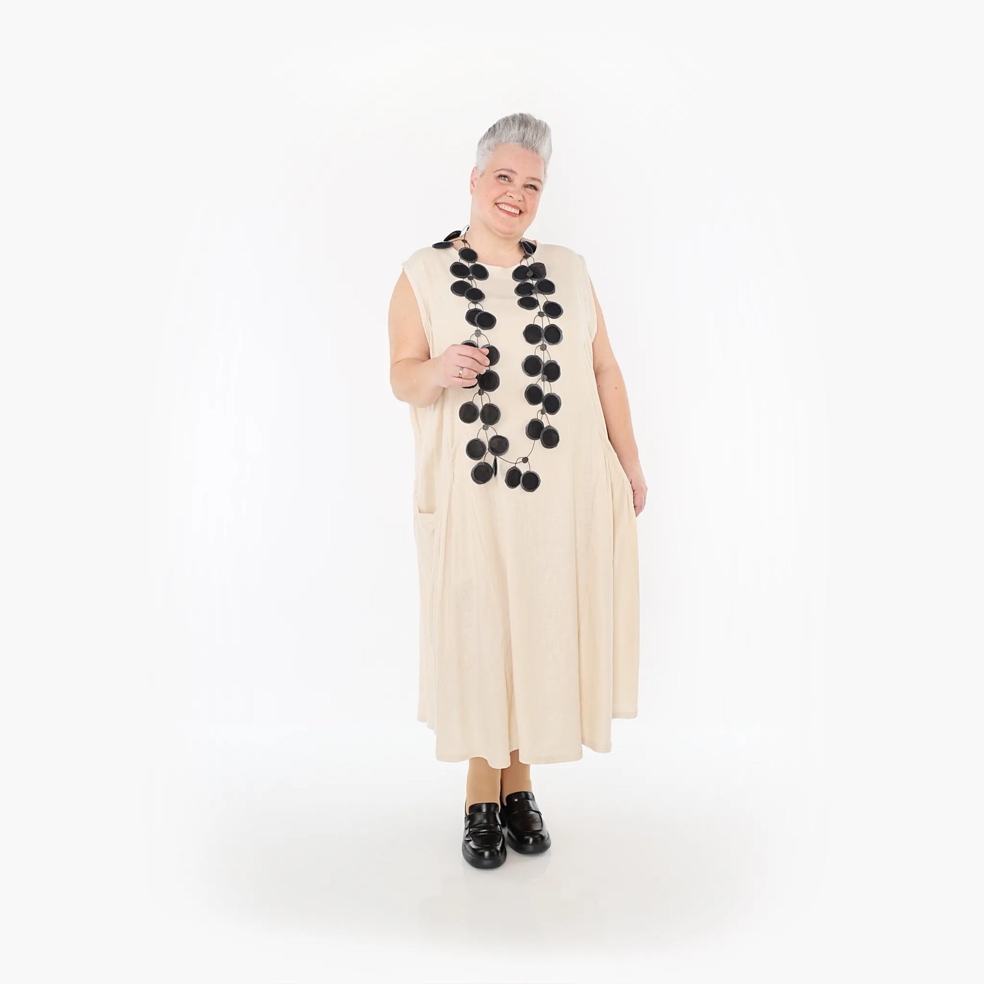 A-Form Kleid von AKH Fashion aus Viskose, 1468.07058, Beige, Ausgefallen, Zeitlos, Schick