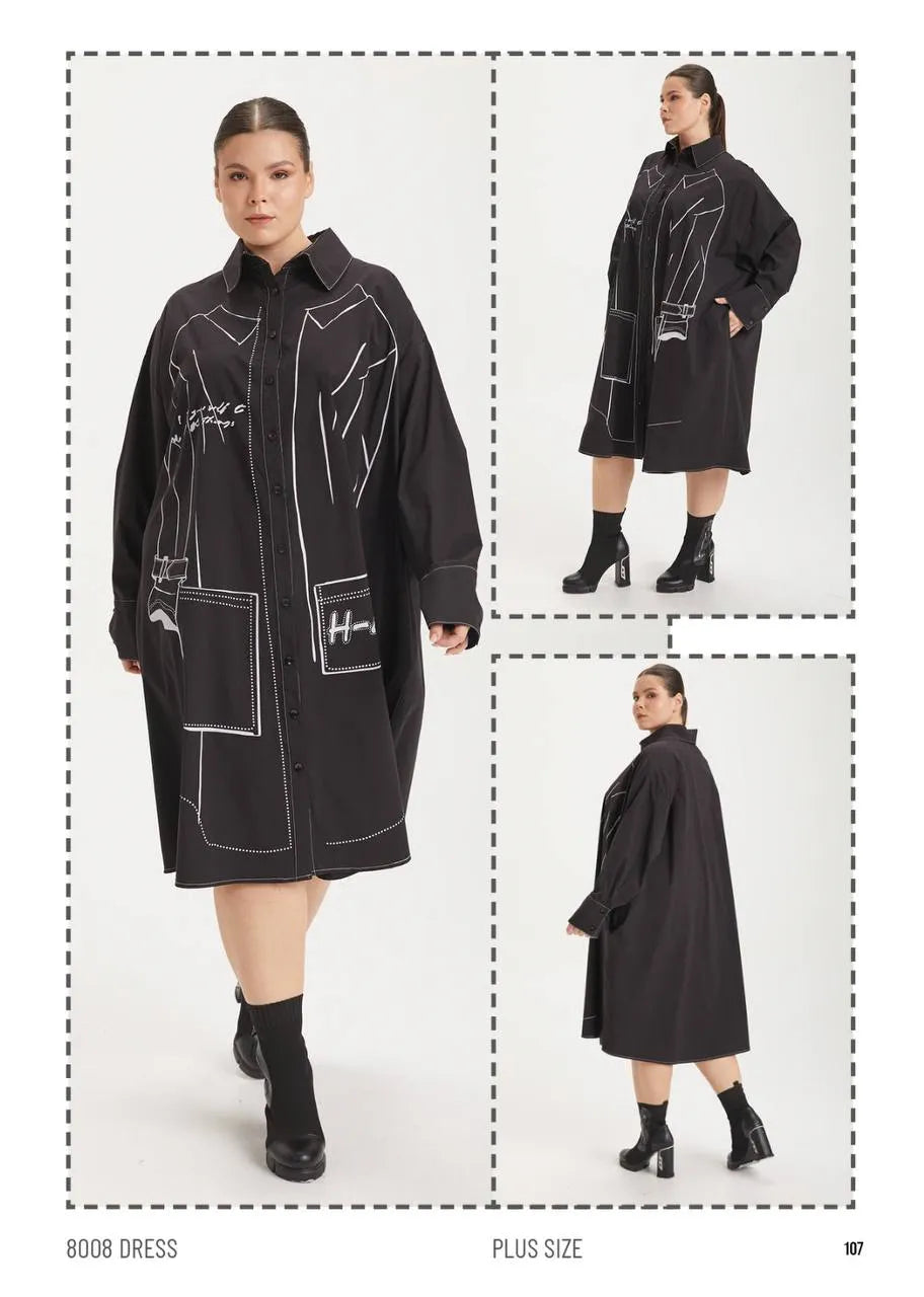 A-Form Kleid von H4 Fashion aus Polyamid, 8008, Schwarz, Ausgefallen, Zeitlos, Schick