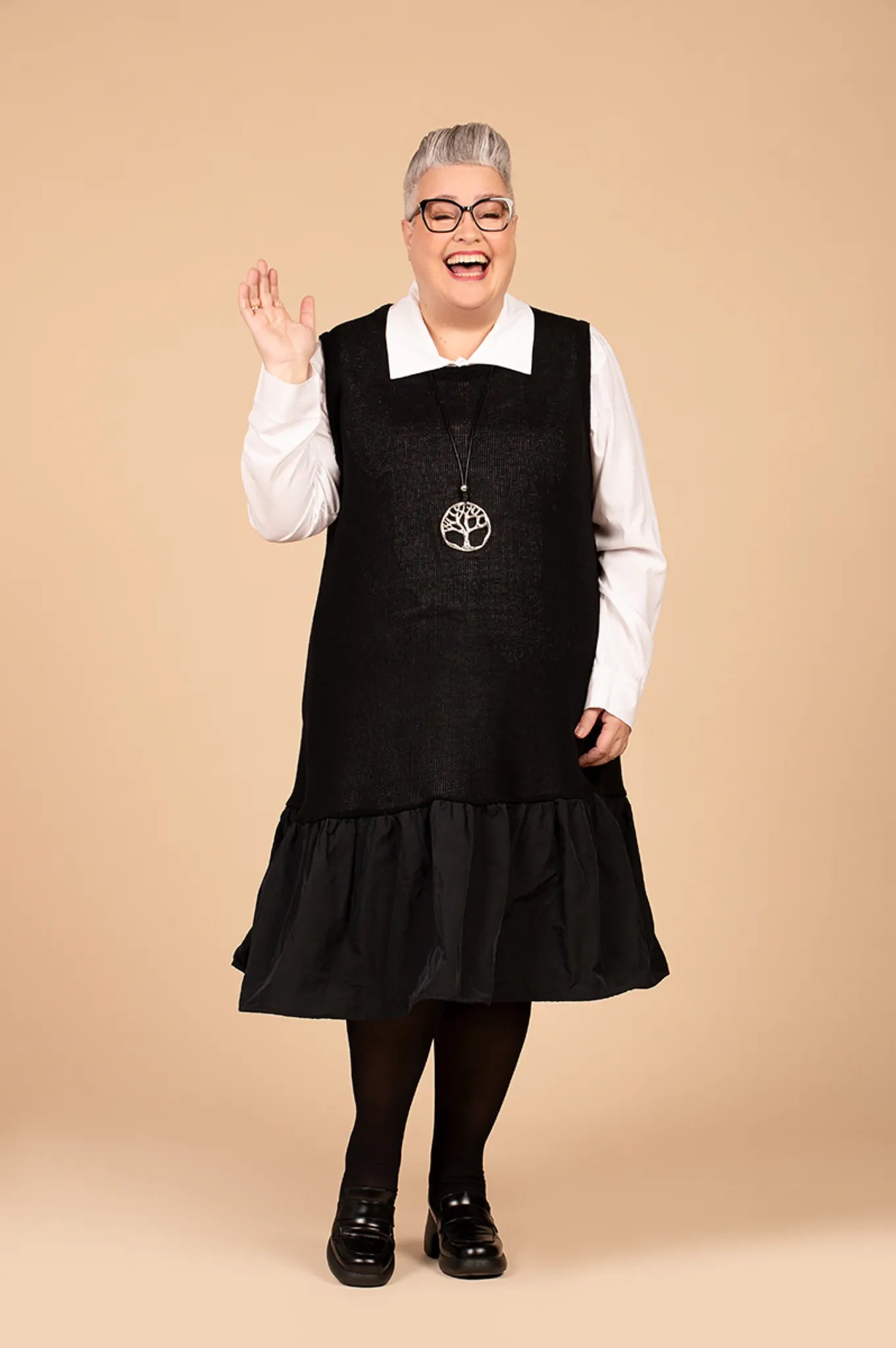 A-Form Kleid von AKH Premium aus Baumwolle, 1446.02514, Schwarz, Schick, Modern, Bequem