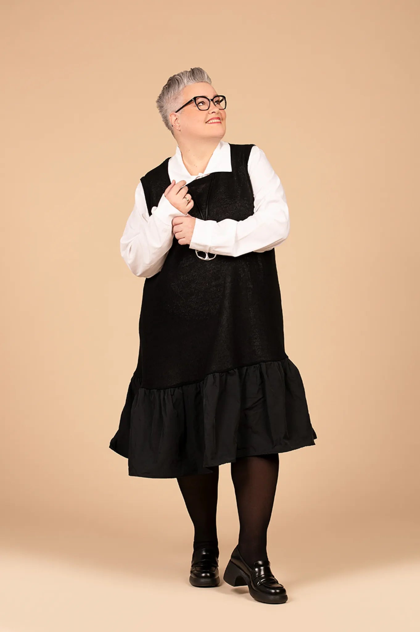 A-Form Kleid von AKH Premium aus Baumwolle, 1446.02514, Schwarz, Schick, Modern, Bequem