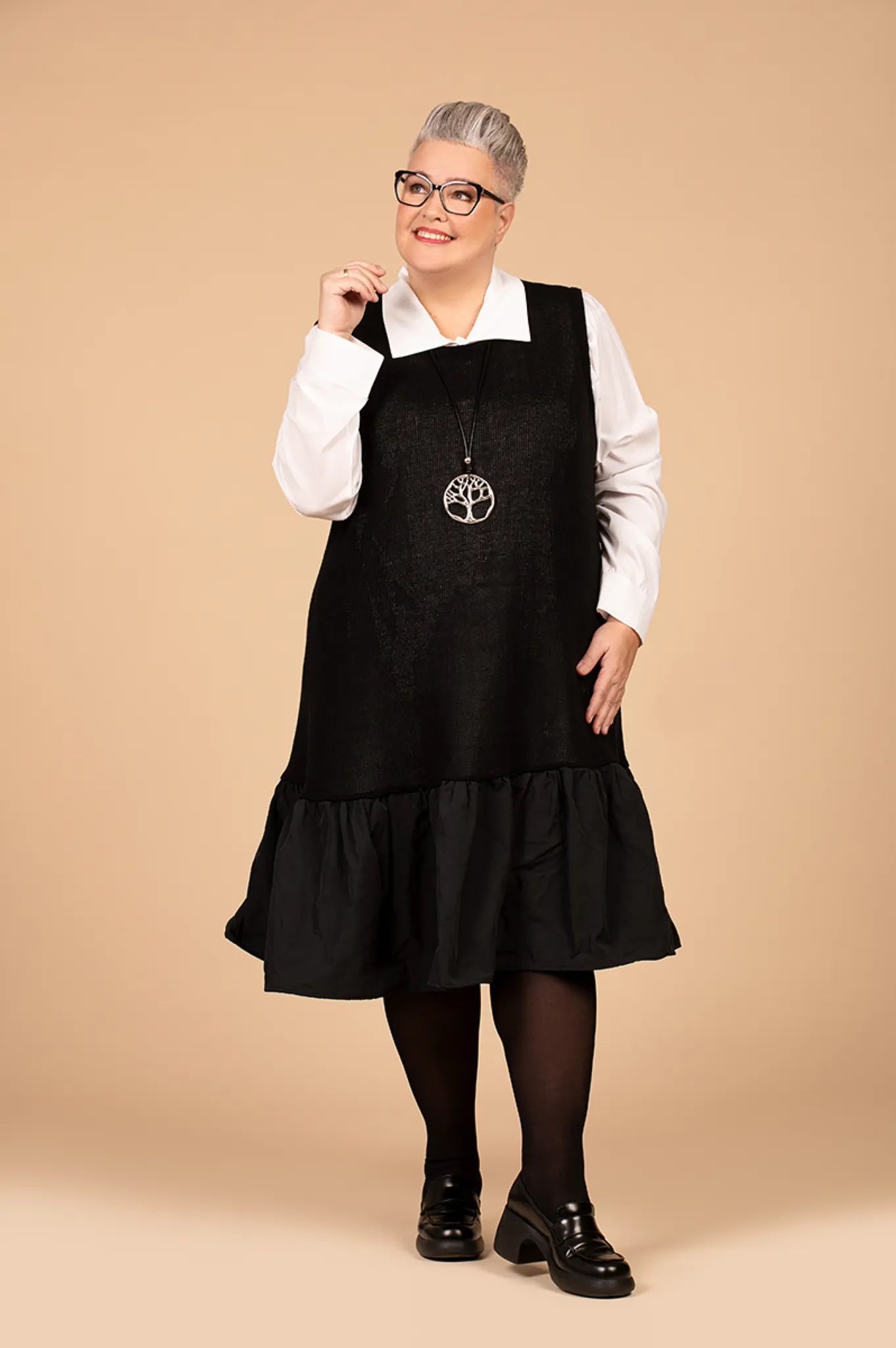 A-Form Kleid von AKH Premium aus Baumwolle, 1446.02514, Schwarz, Schick, Modern, Bequem
