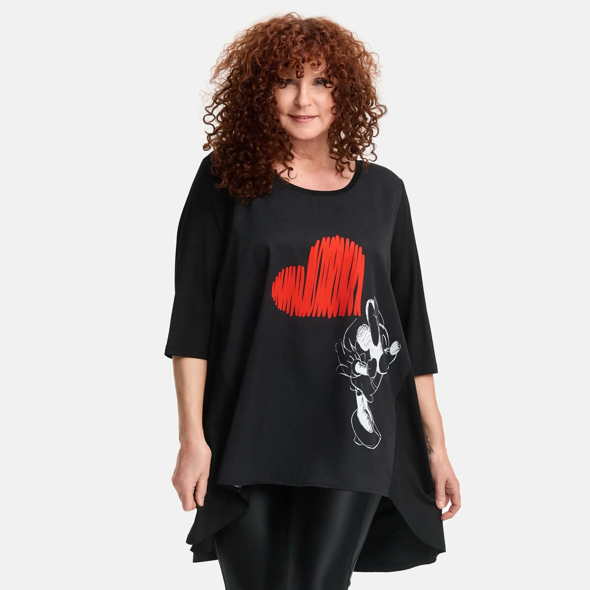 A-Form Shirt von Frenzi aus Viskose, F9516, Schwarz-Print, Schick, Modern, Bequem, Schick