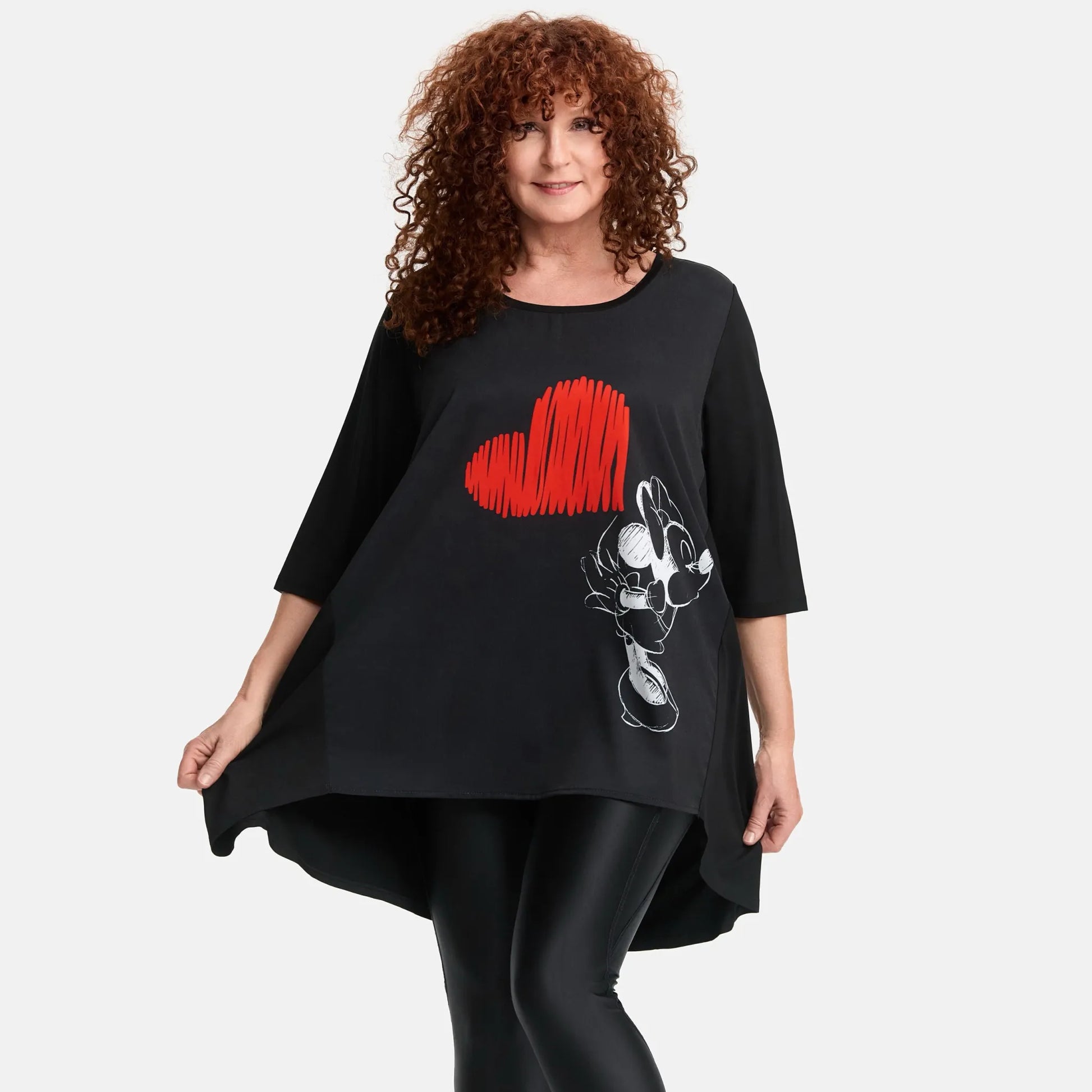 A-Form Shirt von Frenzi aus Viskose, F9516, Schwarz-Print, Schick, Modern, Bequem, Schick