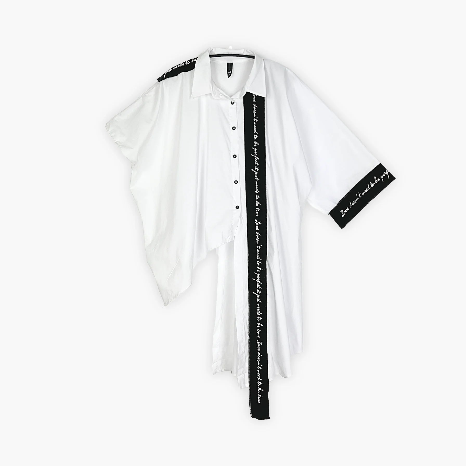 H4 Fashion Bluse in asymmetrischer Form, aus Baumwolle, 1852, Weiß, Schick, Modern, Bequem