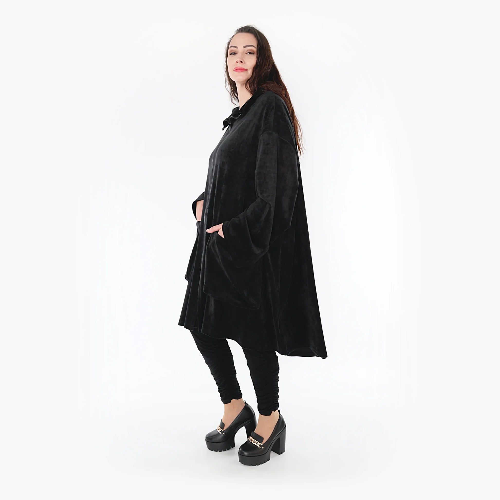 AKH Fashion Mantel in Vokuhila-Form, aus Polyester, 1368.02276, Schwarz, Schick, Modern