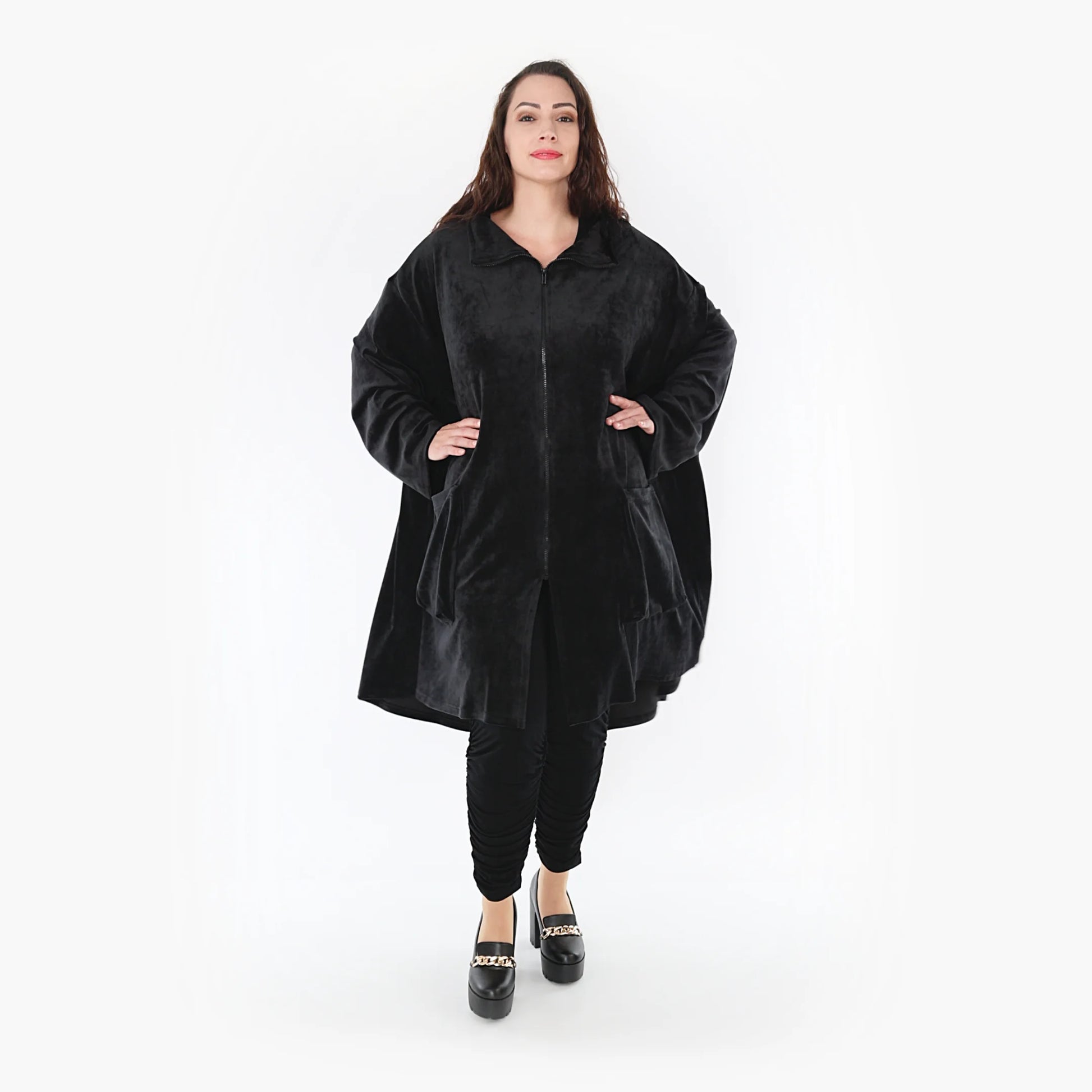 AKH Fashion Mantel in Vokuhila-Form, aus Polyester, 1368.02276, Schwarz, Schick, Modern