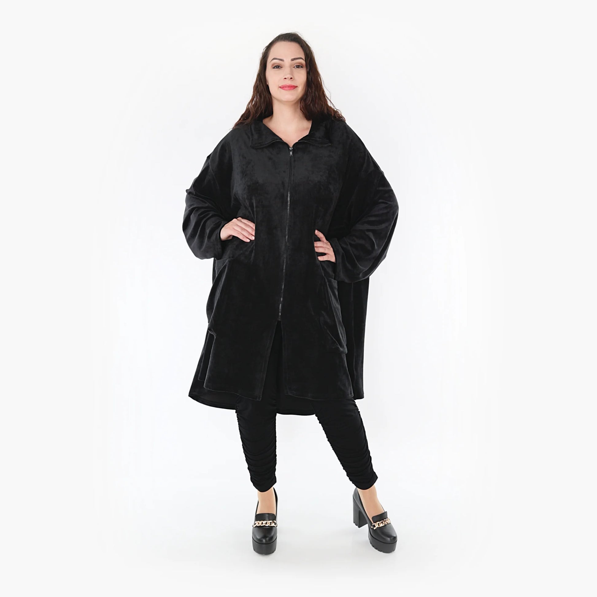 AKH Fashion Mantel in Vokuhila-Form, aus Polyester, 1368.02276, Schwarz, Schick, Modern