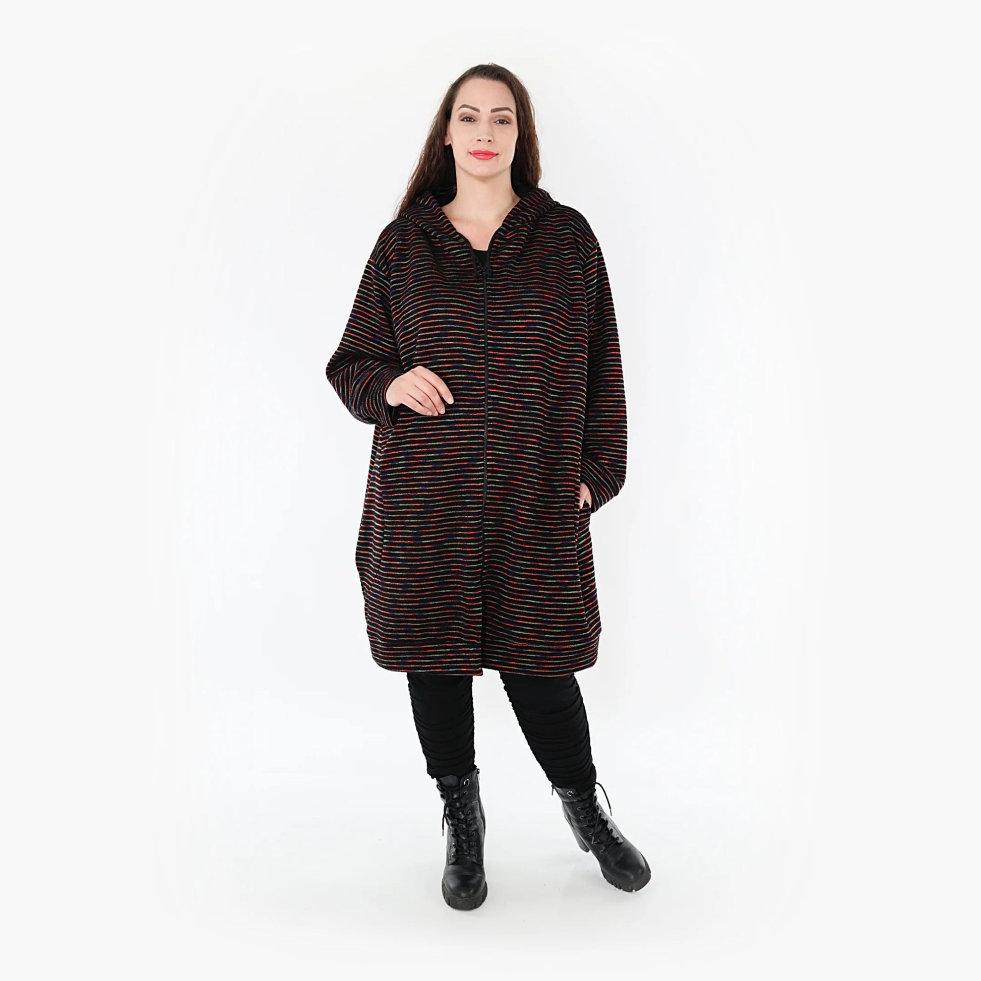AKH Fashion Jacke in gerader Form, aus Baumwolle, 1367.06820, Schwarz-Grün-Rot, Schick